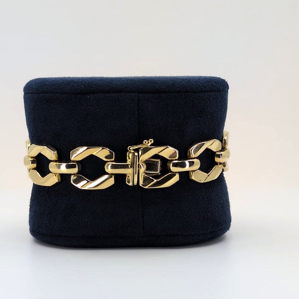 14K Gold Italian Geometric Gold Bracelet with Safety Clasp