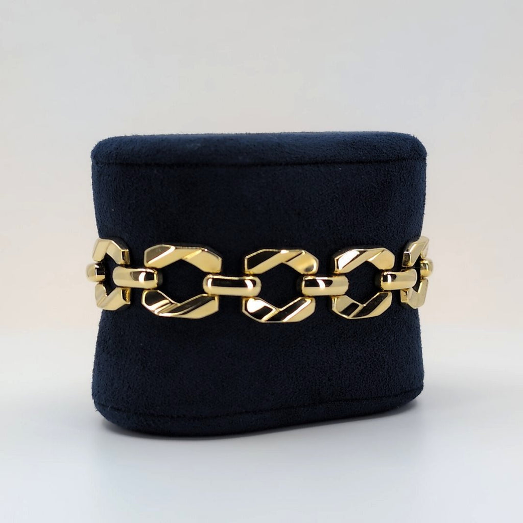 14K Gold Italian Geometric Gold Bracelet with Safety Clasp