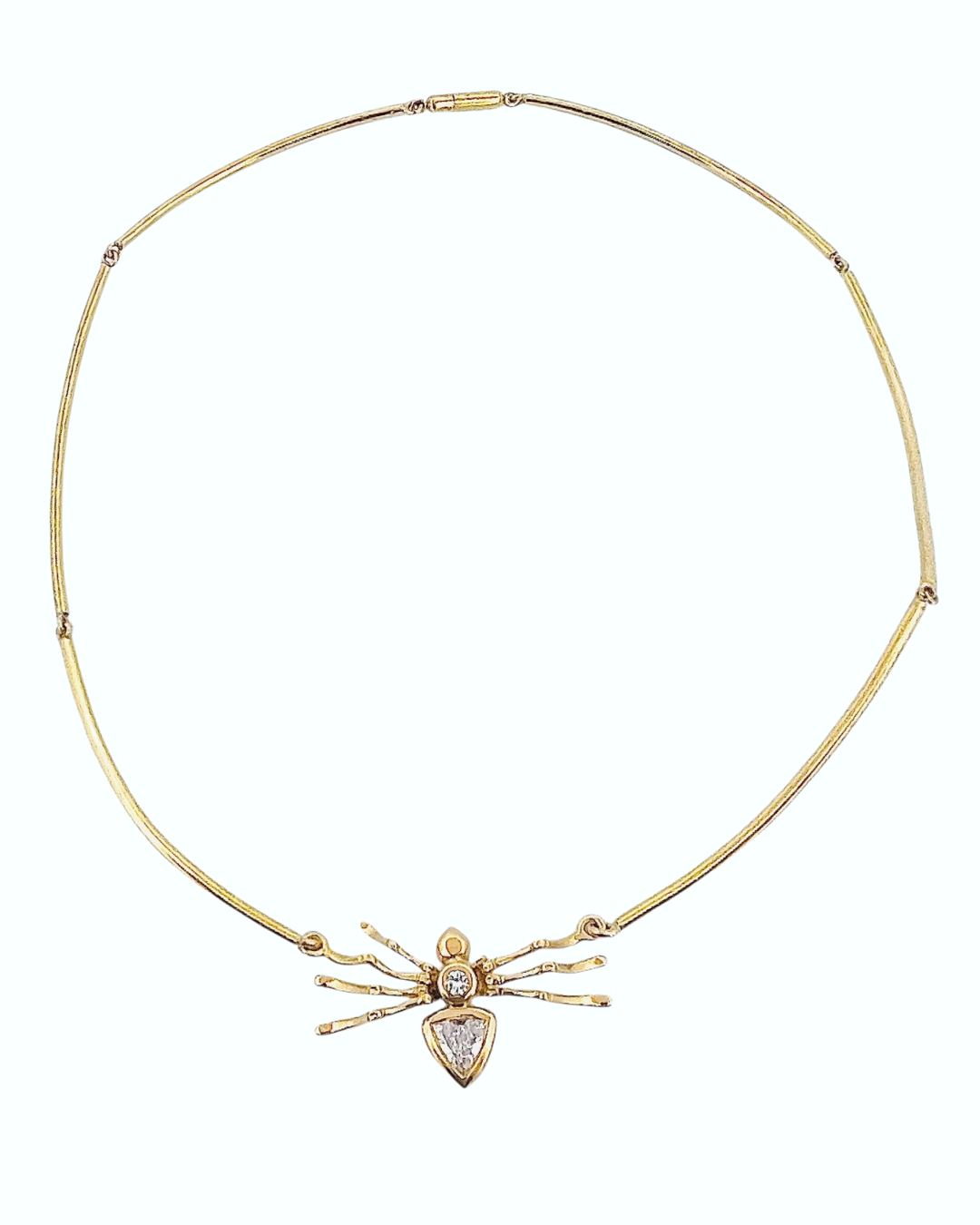 18K Gold Diamond Spider Choker Necklace