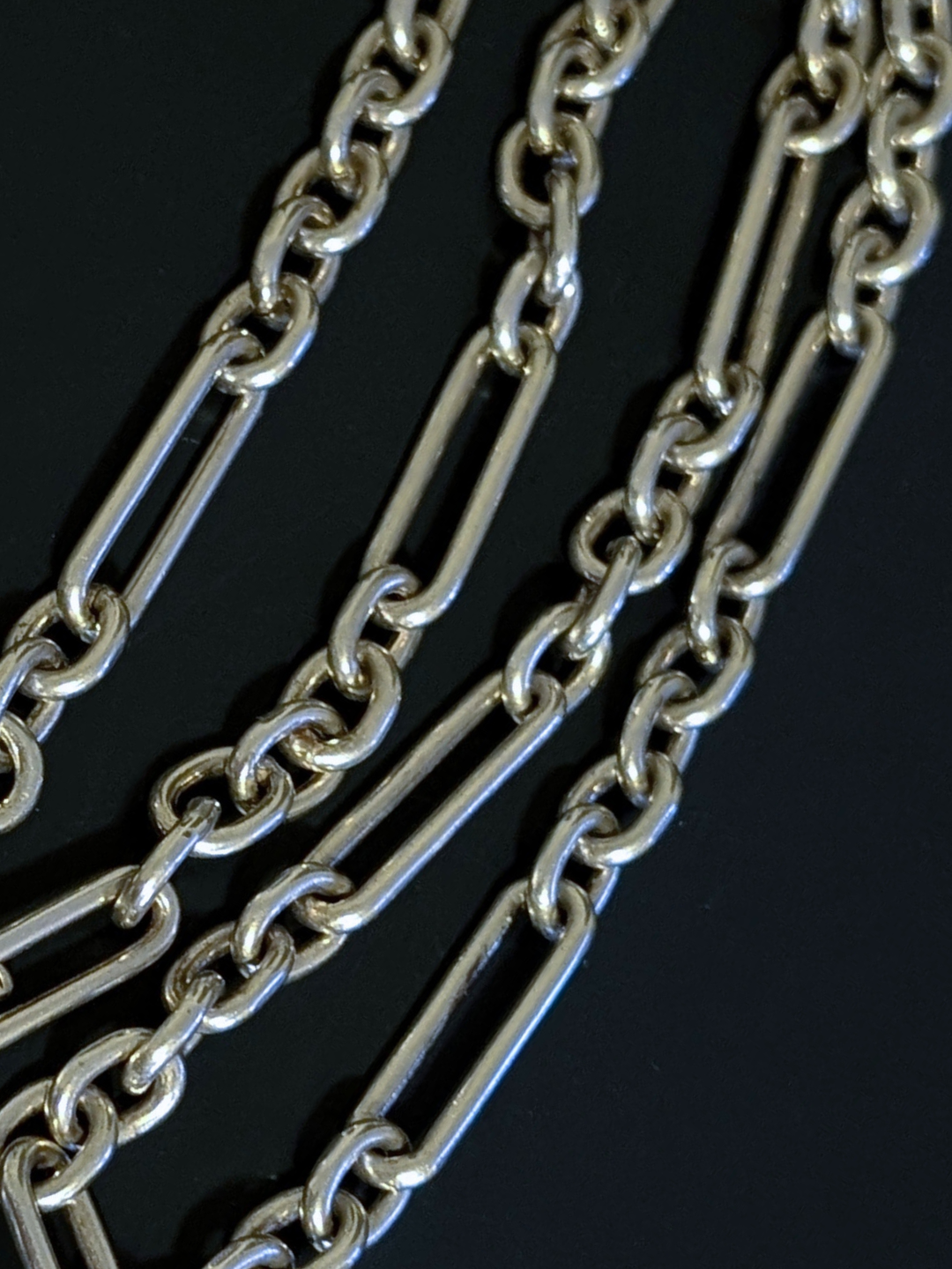 Vintage Sterling Silver Trombone Link Albert Watch Chain