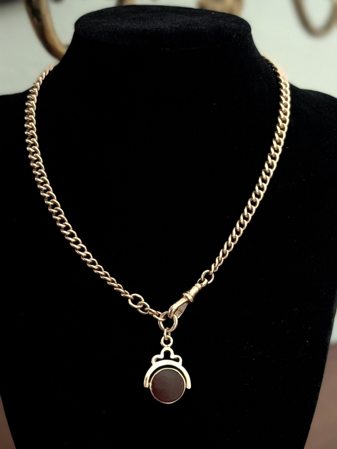 Antique 9ct Gold Albert Chain with T-Bar & Fob