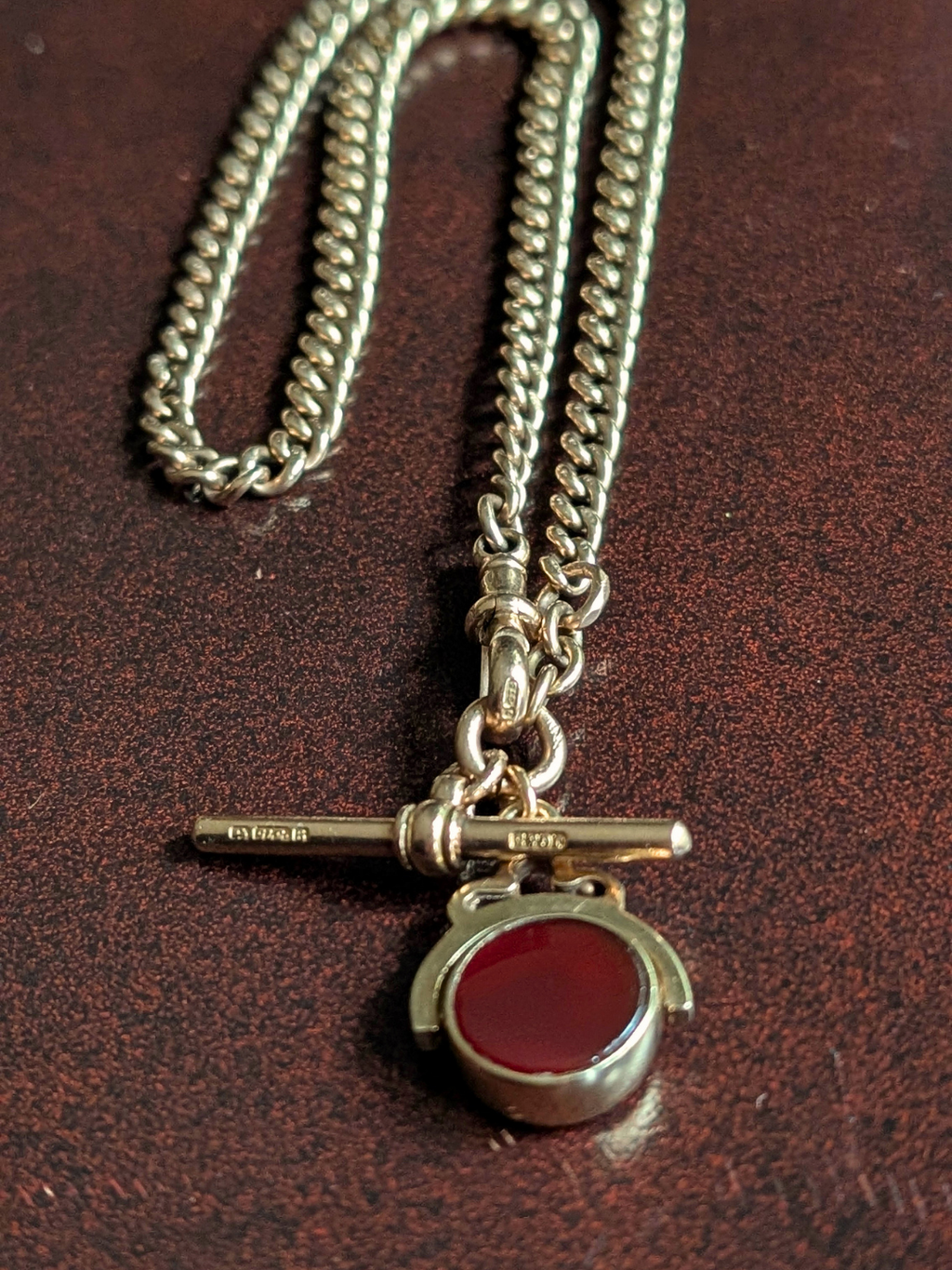 Antique 9ct Gold Albert Chain with T-Bar & Fob