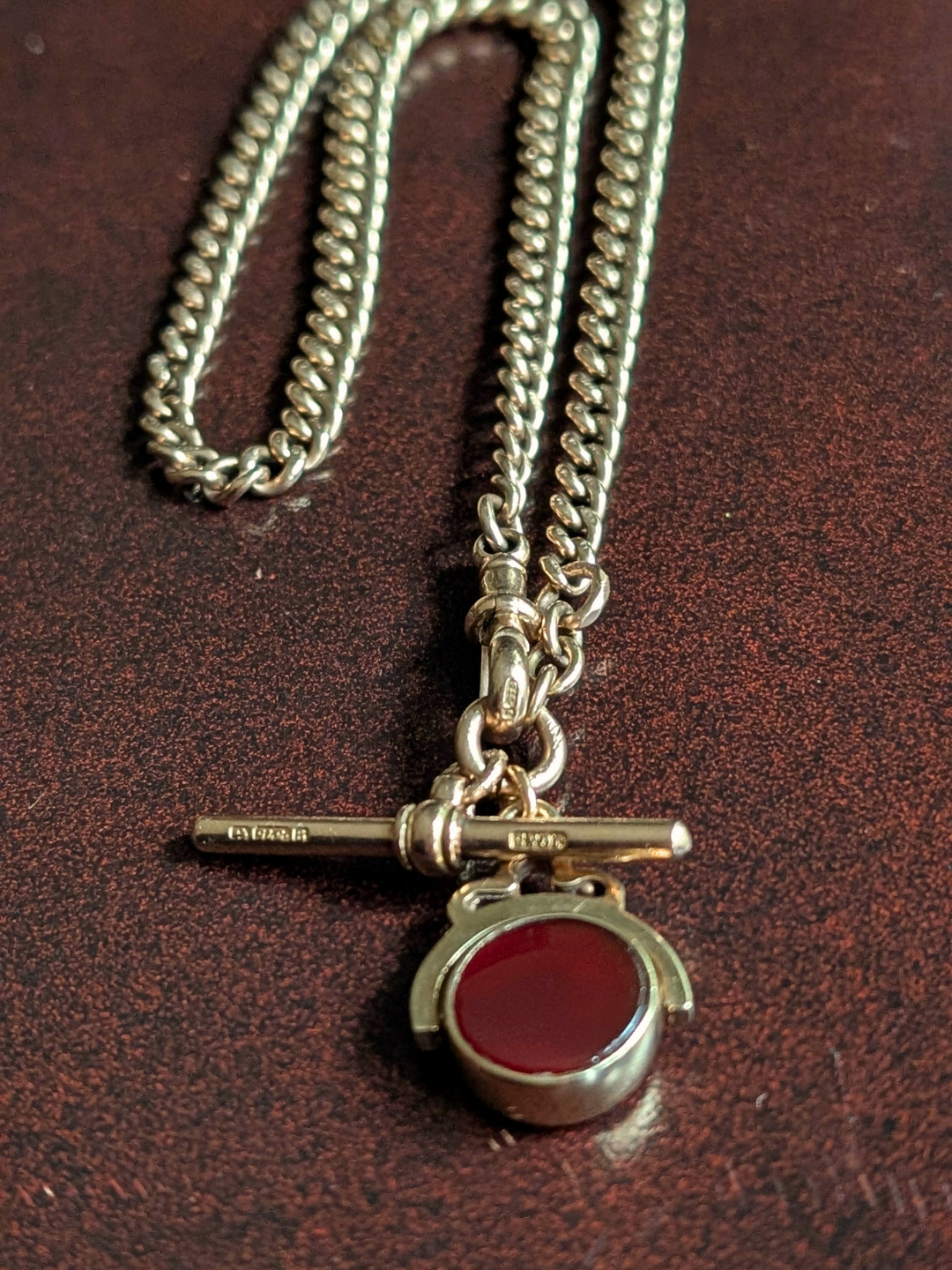 Antique 9ct Gold Albert Chain with T-Bar & Fob