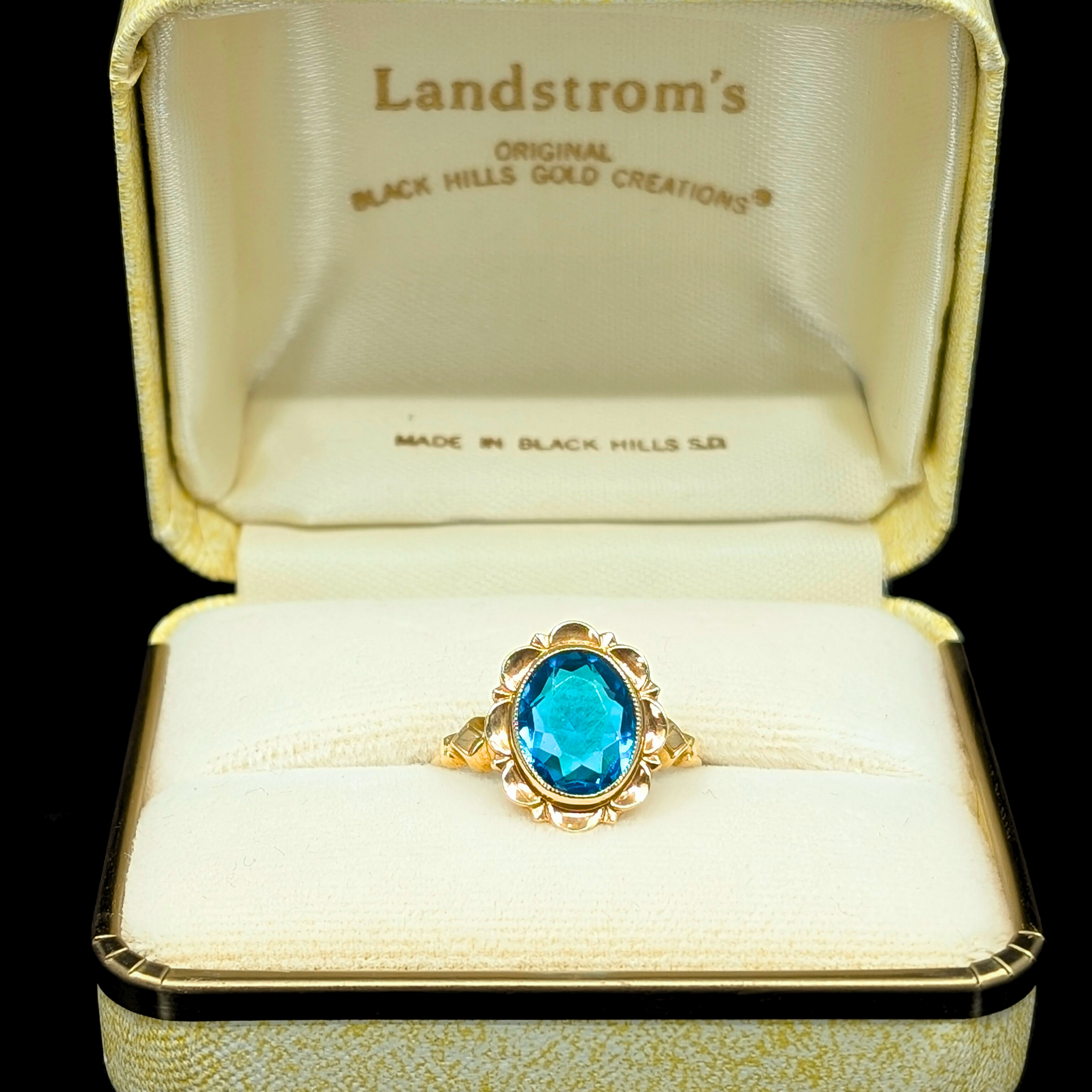 Antique Art Deco Blue Glass Engagement Ring