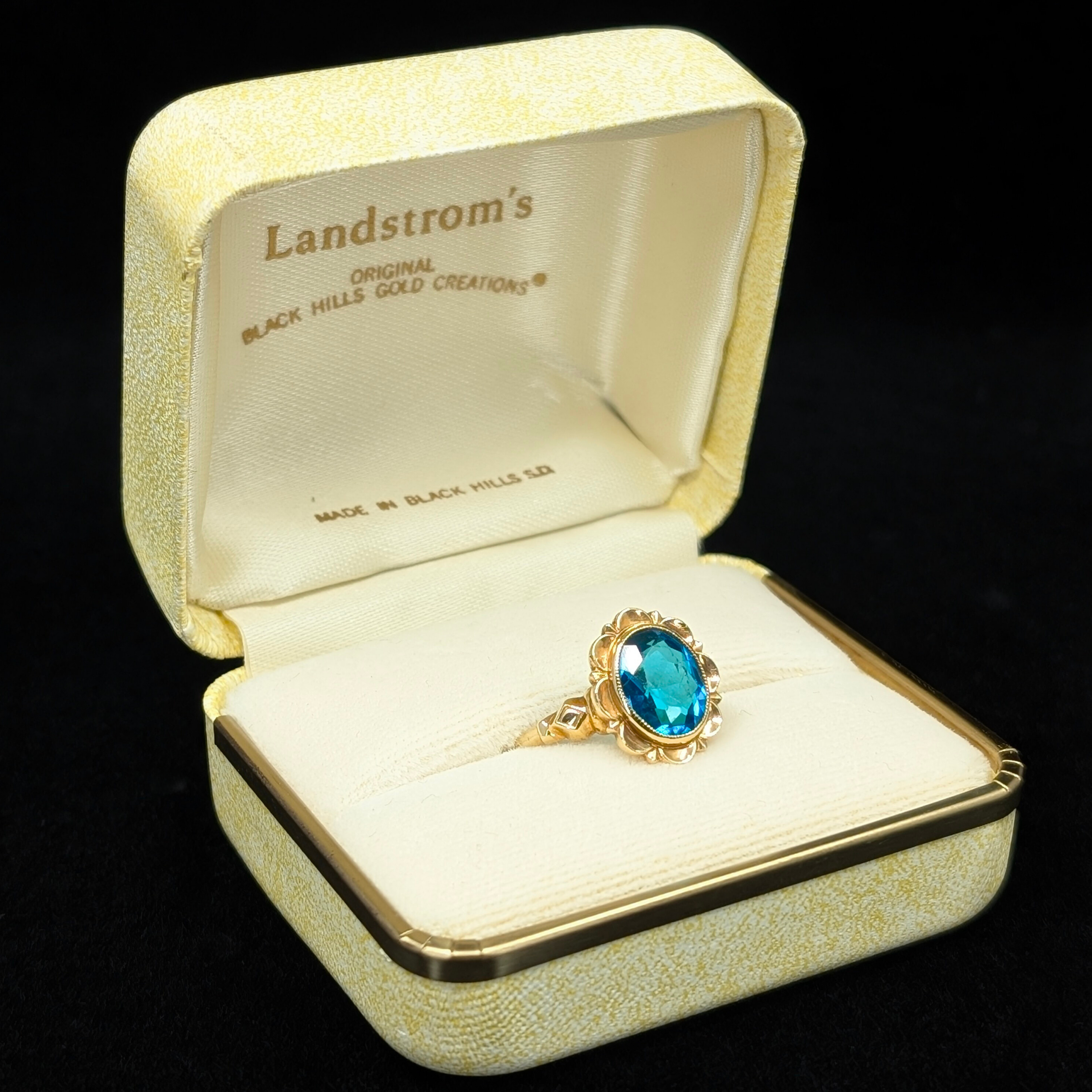 Antique Art Deco Blue Glass Engagement Ring