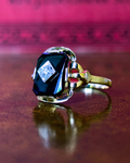 Art Deco Onyx Ring with Center Diamond