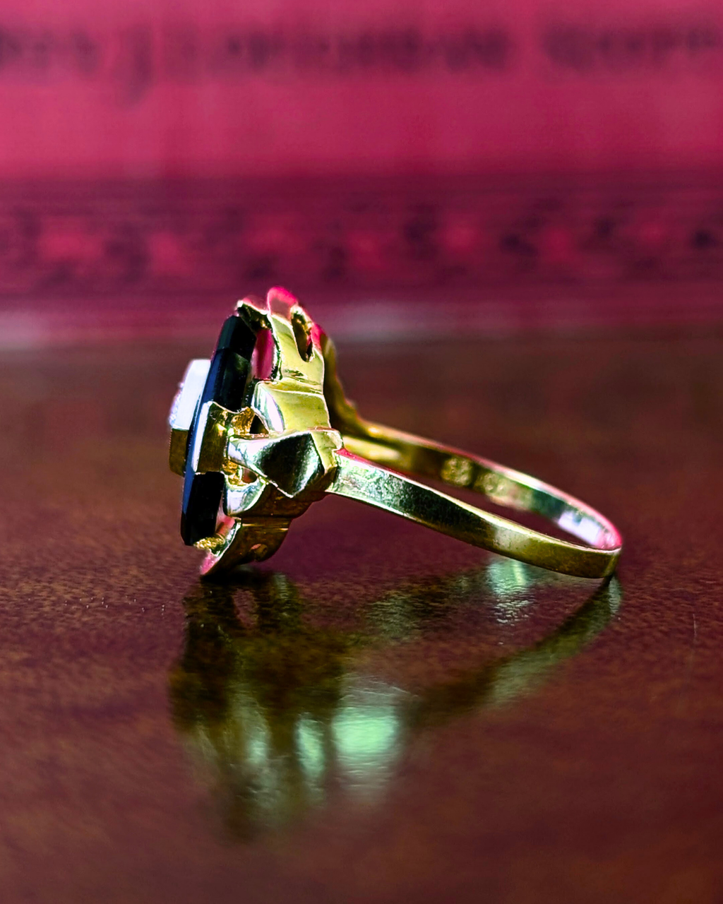 Art Deco Onyx Ring with Center Diamond