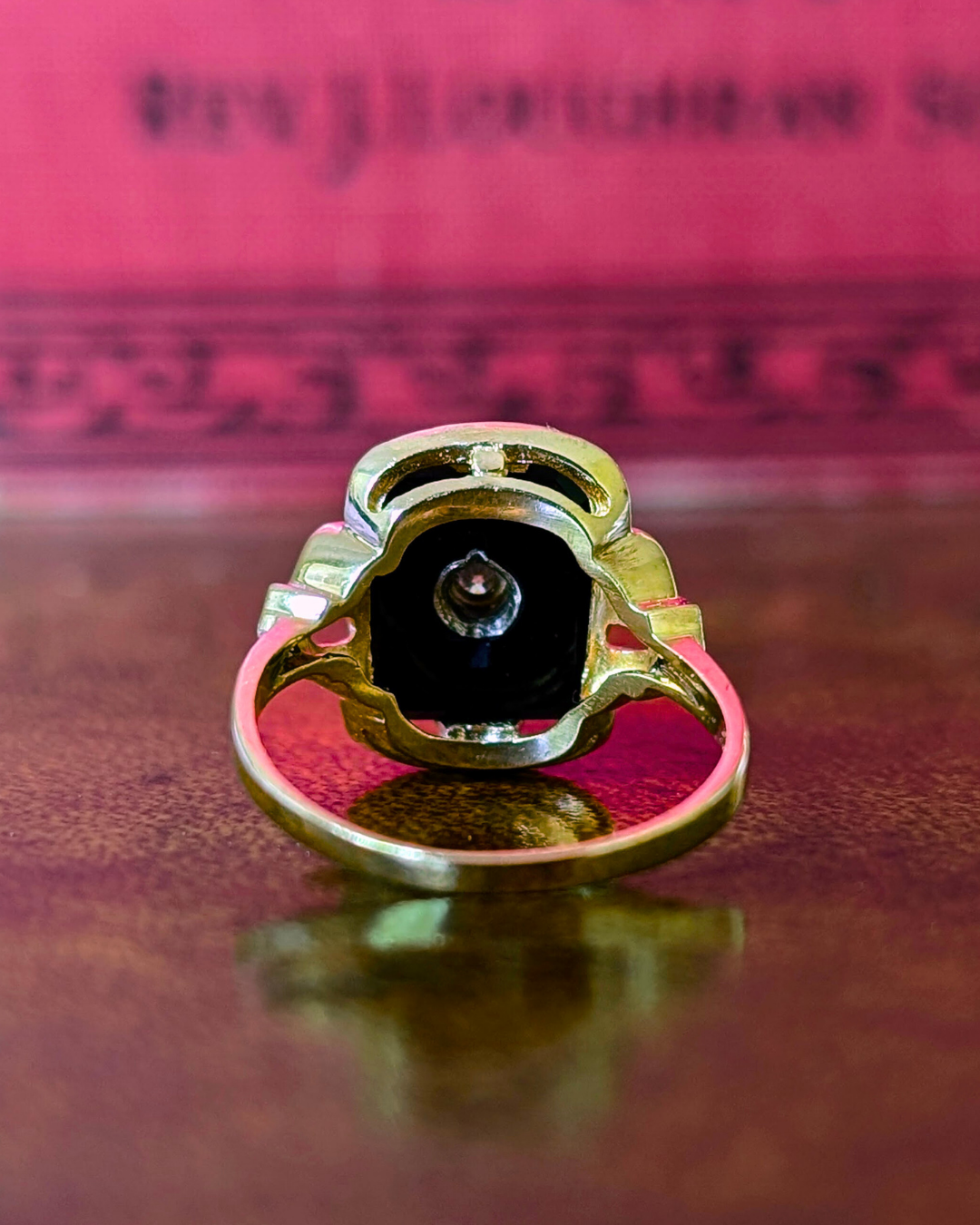 Art Deco Onyx Ring with Center Diamond