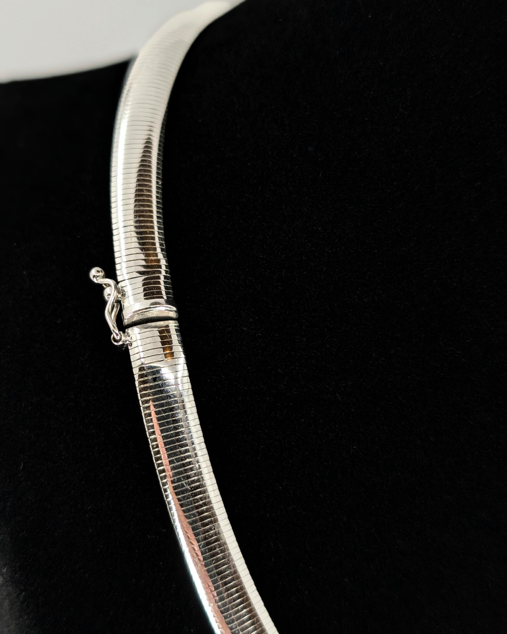 14k White Gold Omega Statement Necklace