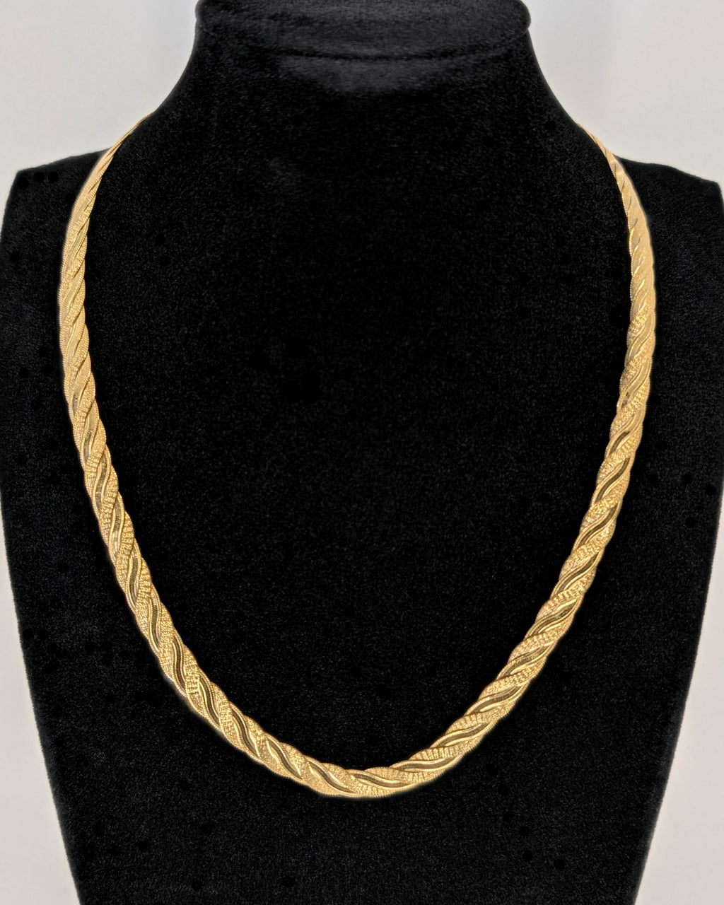 Milros 14k Gold Flat Braided Herringbone Necklace