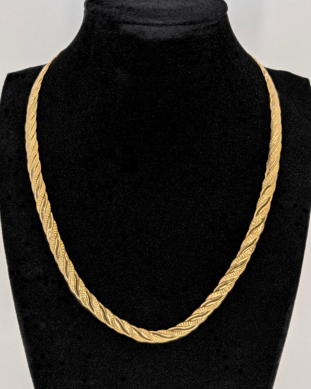 Milros 14k Gold Flat Braided Herringbone Necklace