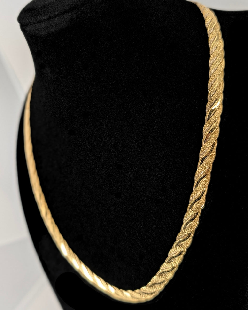 Milros 14k Gold Flat Braided Herringbone Necklace
