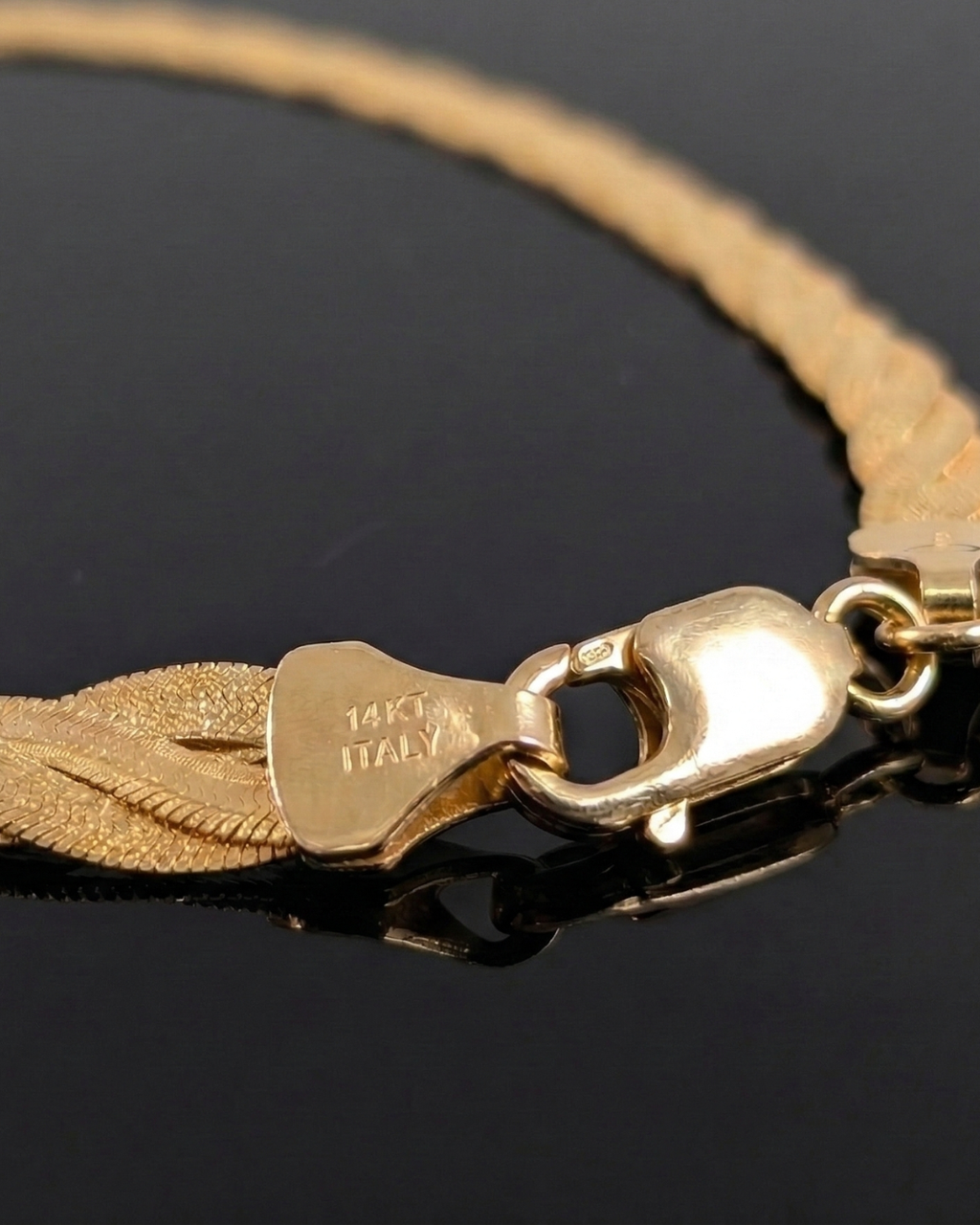 Milros 14k Gold Flat Braided Herringbone Necklace