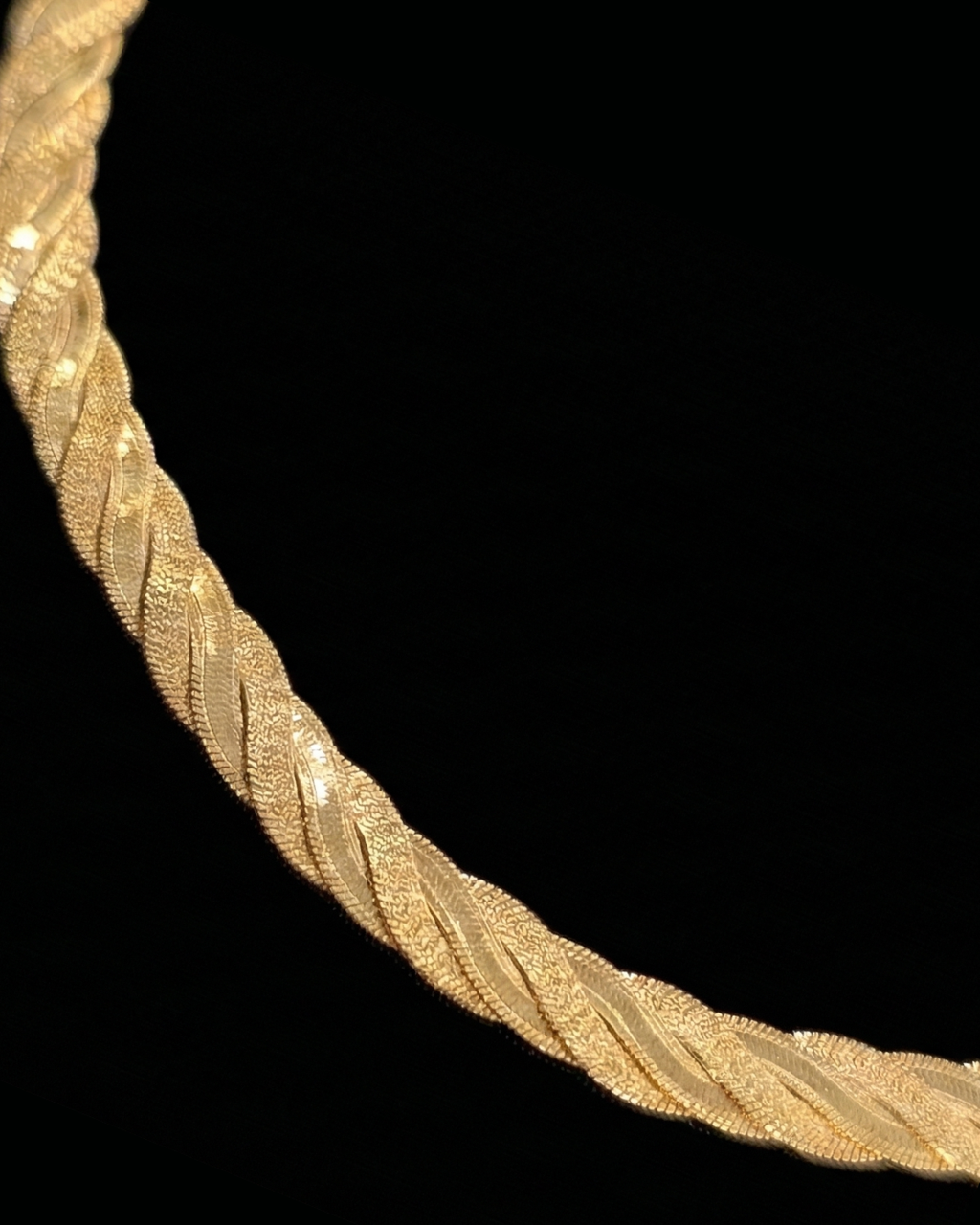Milros 14k Gold Flat Braided Herringbone Necklace
