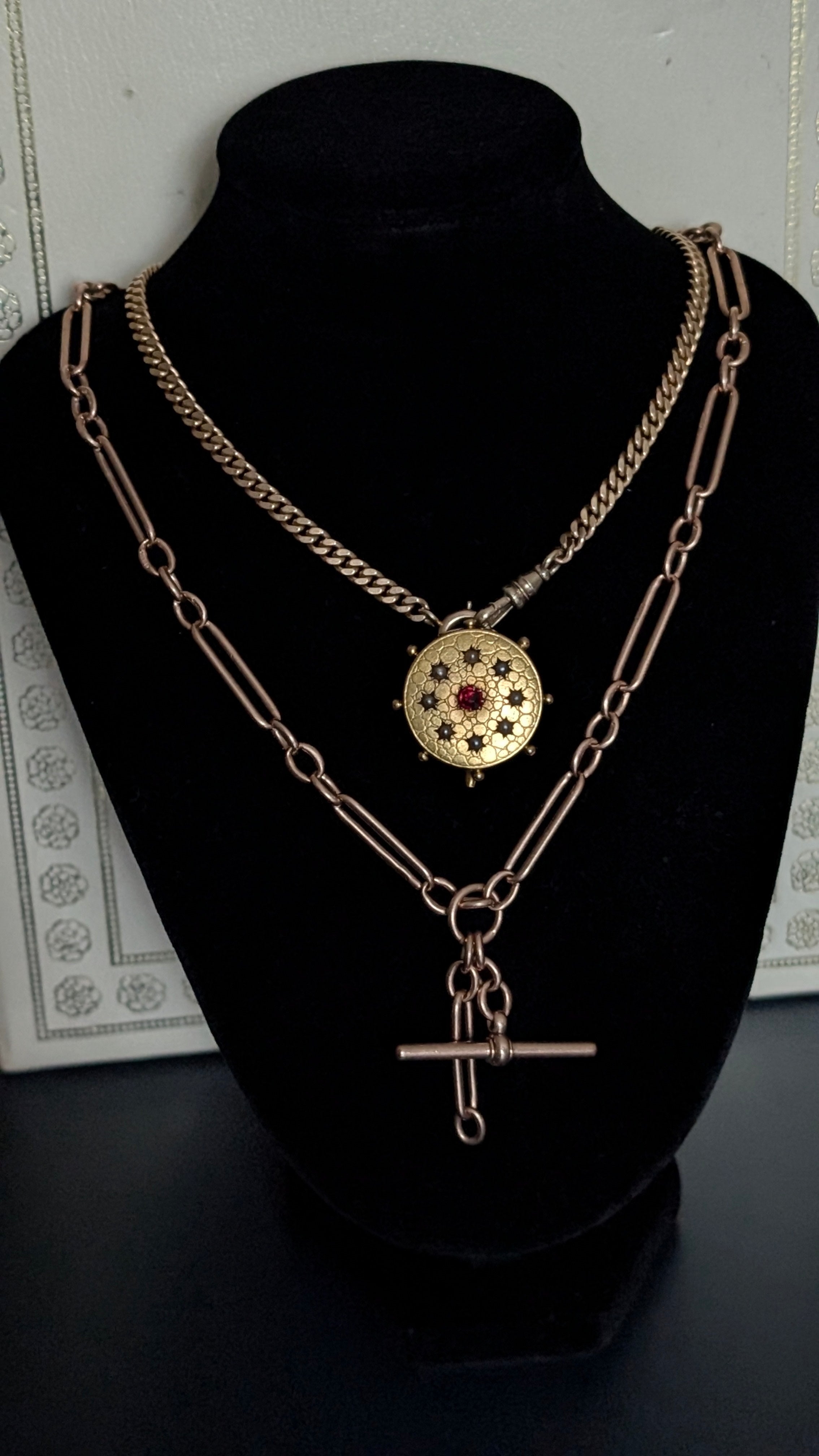 Antique 20k Gold Tourmaline and Seed Pearl Brooch