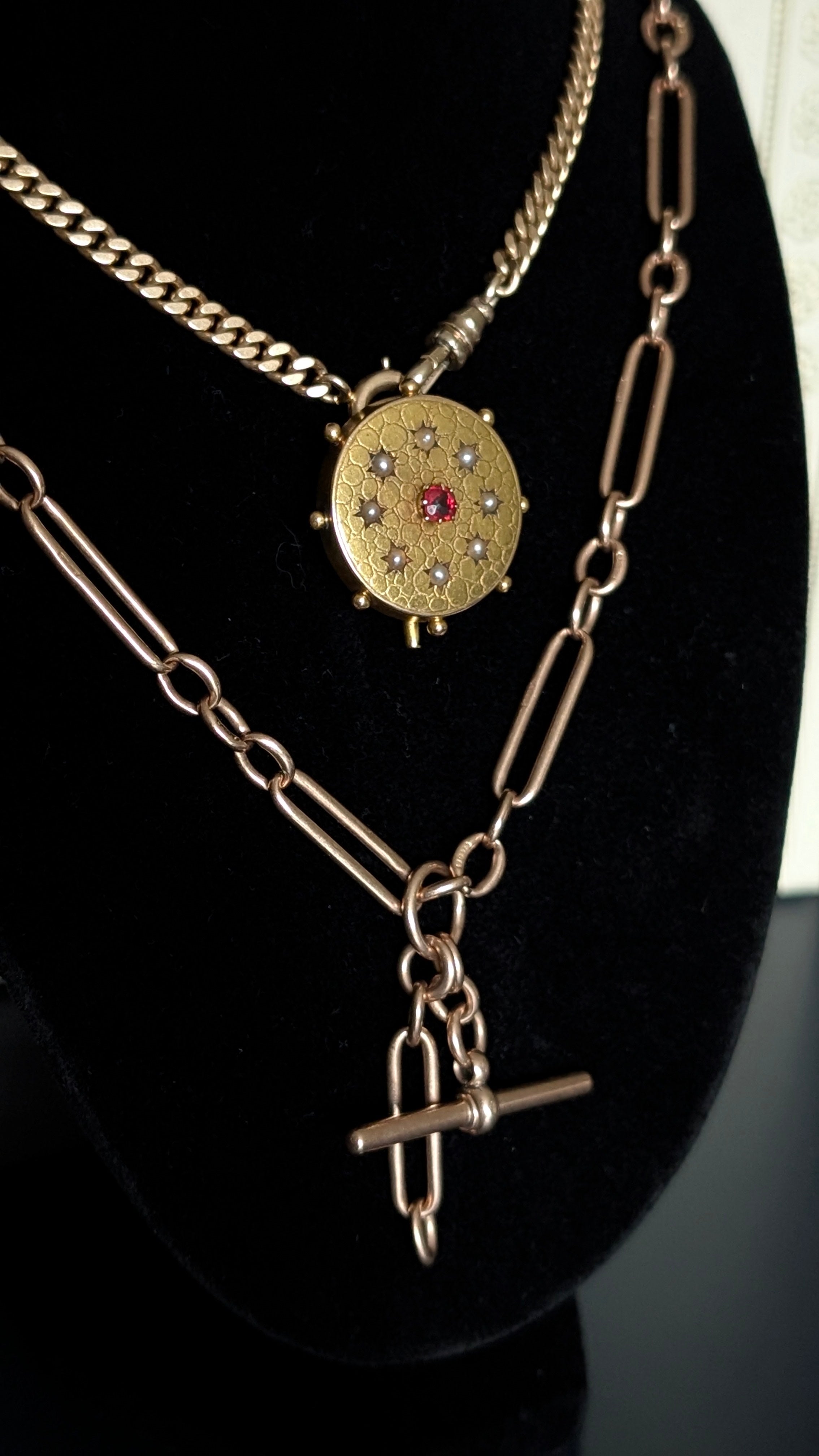 Antique 20k Gold Tourmaline and Seed Pearl Brooch