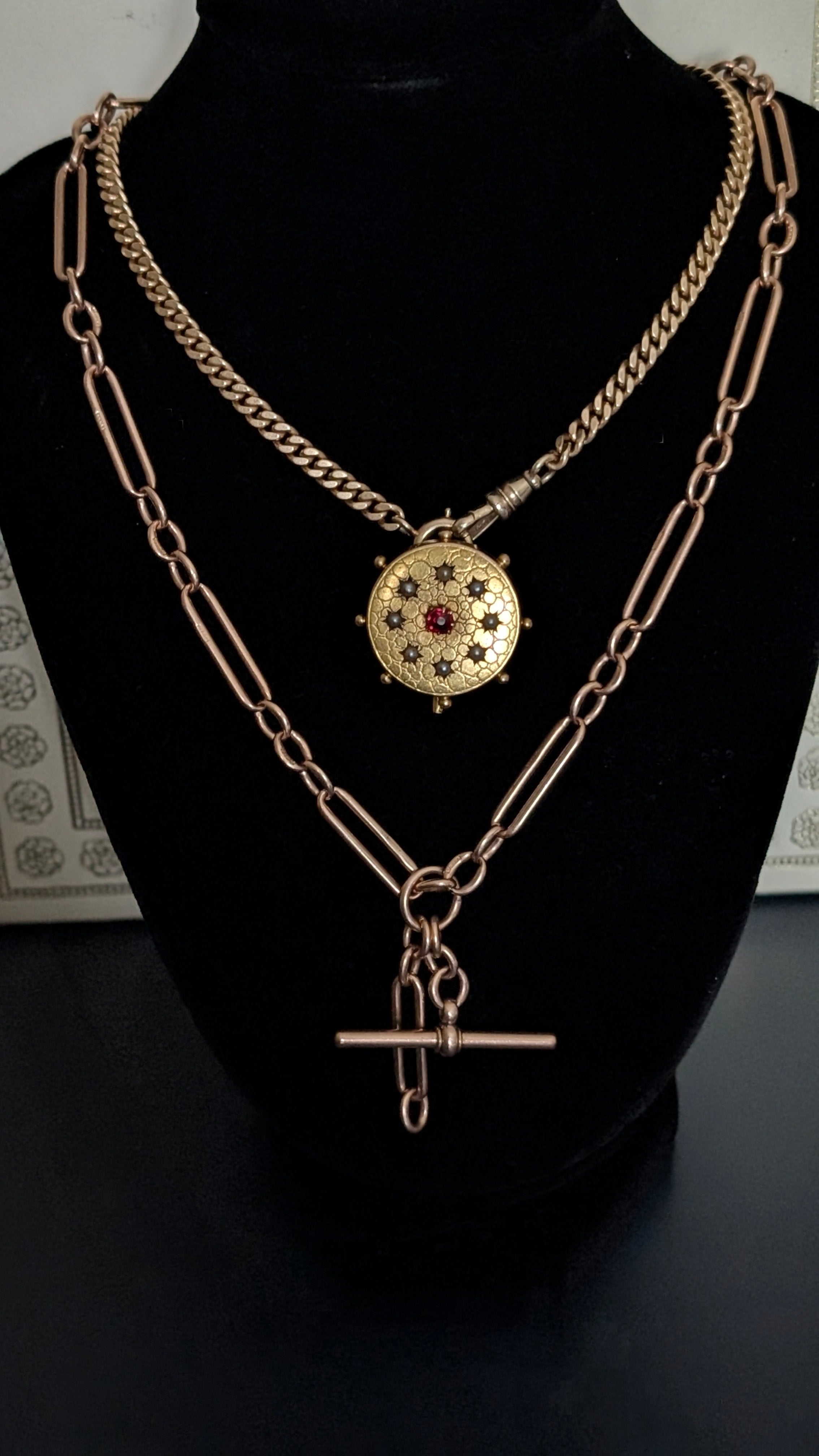 Antique 20k Gold Tourmaline and Seed Pearl Brooch