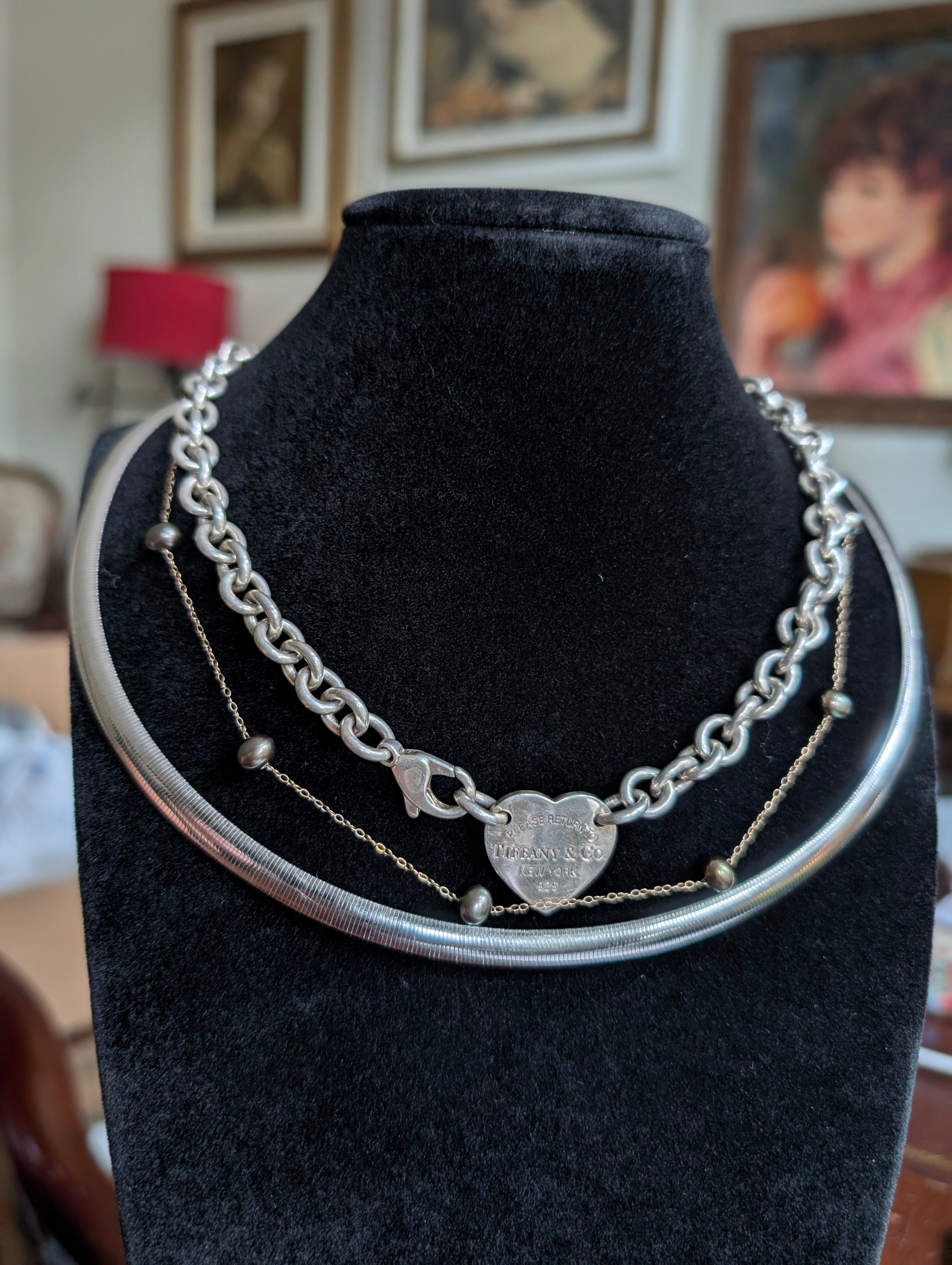 14k White Gold Omega Statement Necklace