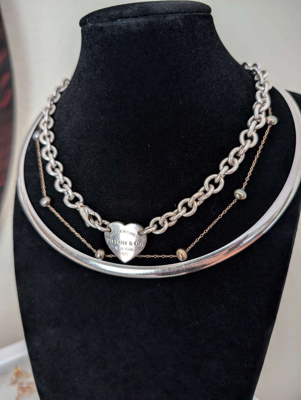 14k White Gold Omega Statement Necklace