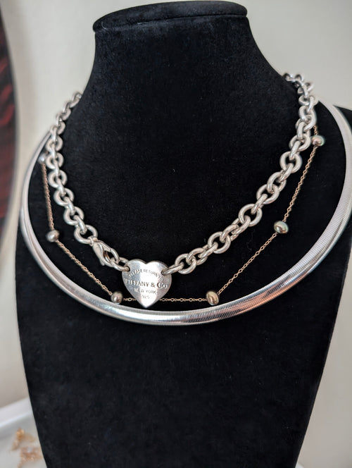 14k White Gold Omega Statement Necklace