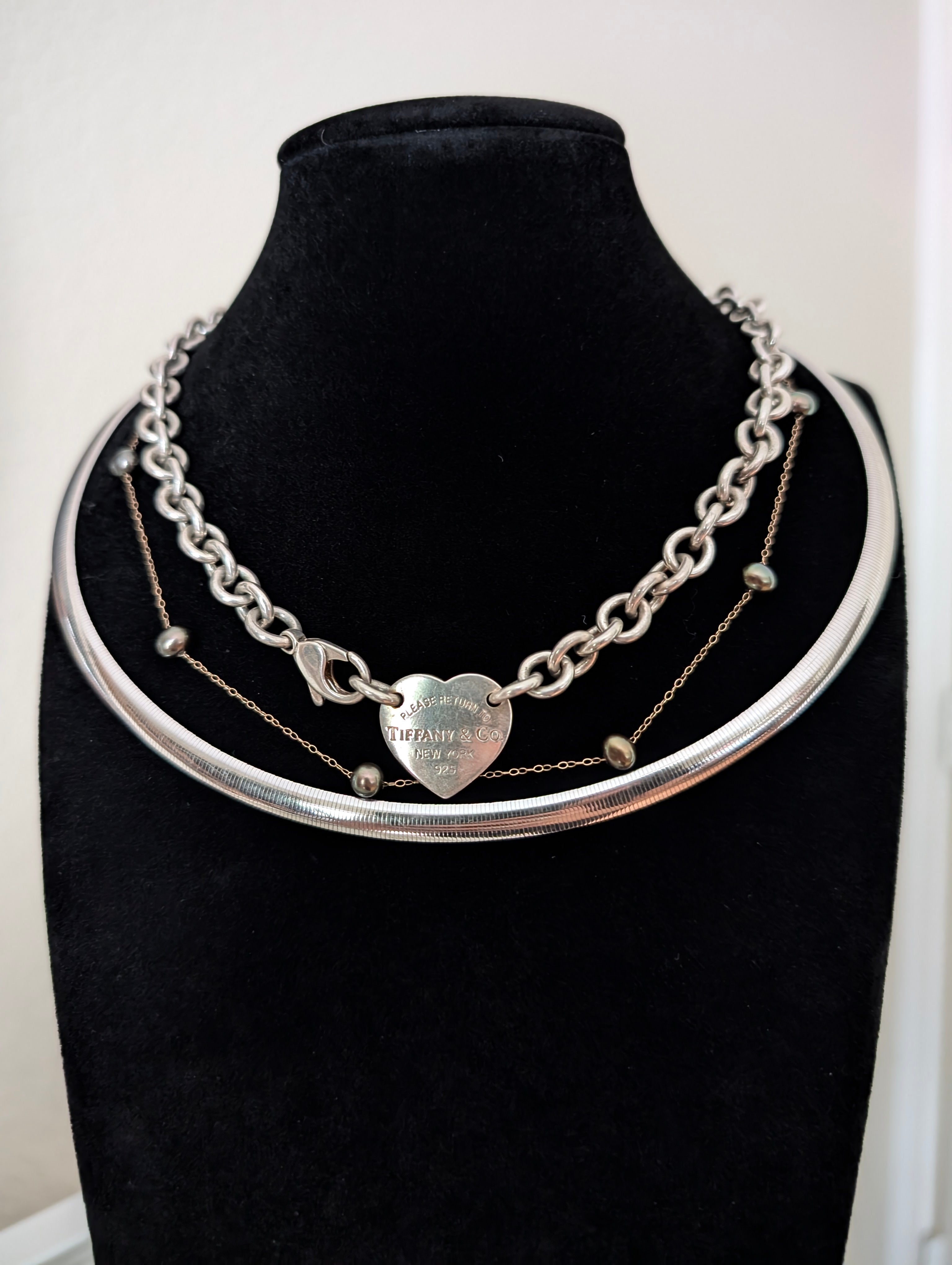 14k White Gold Omega Statement Necklace