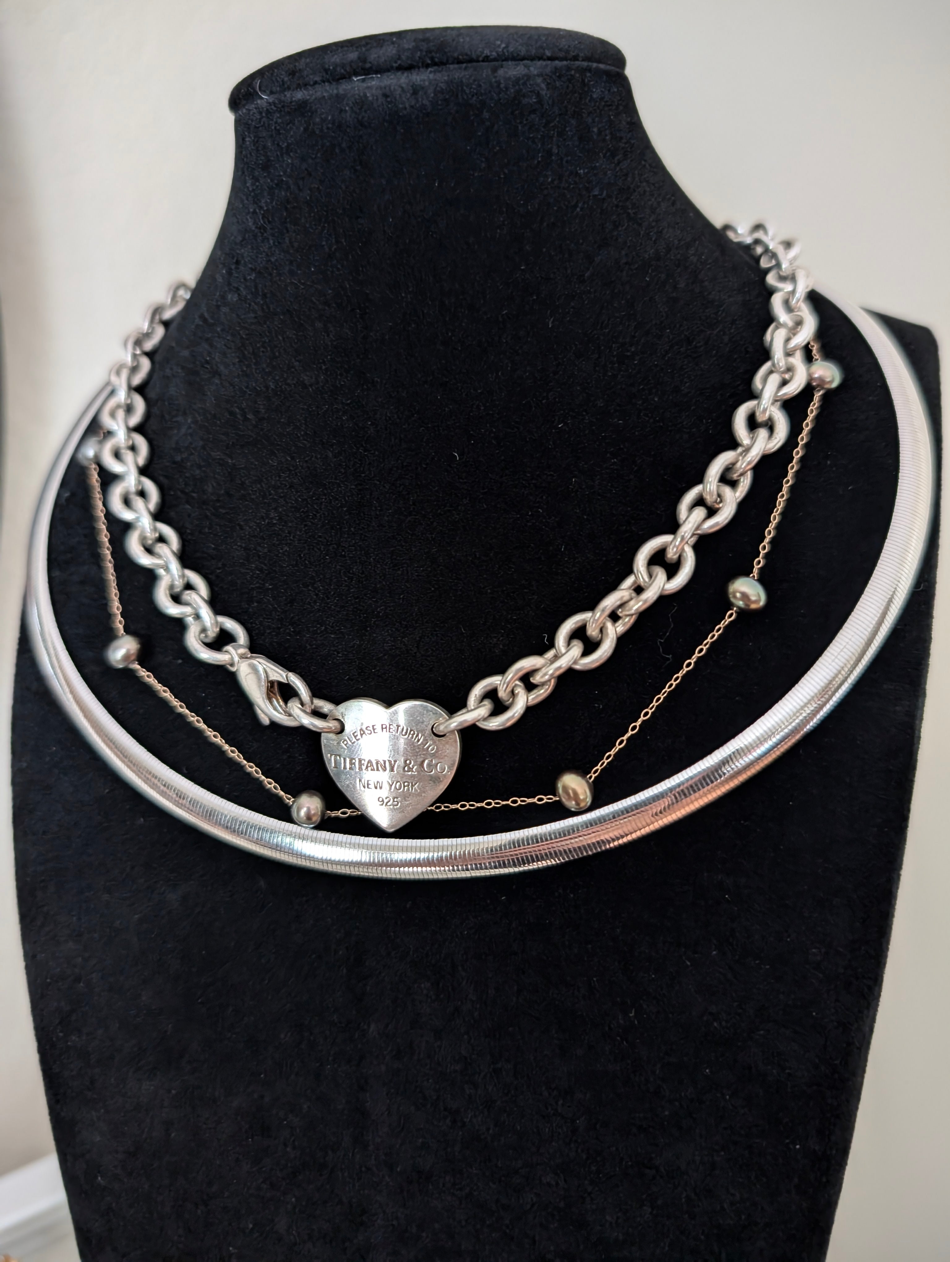 14k White Gold Omega Statement Necklace