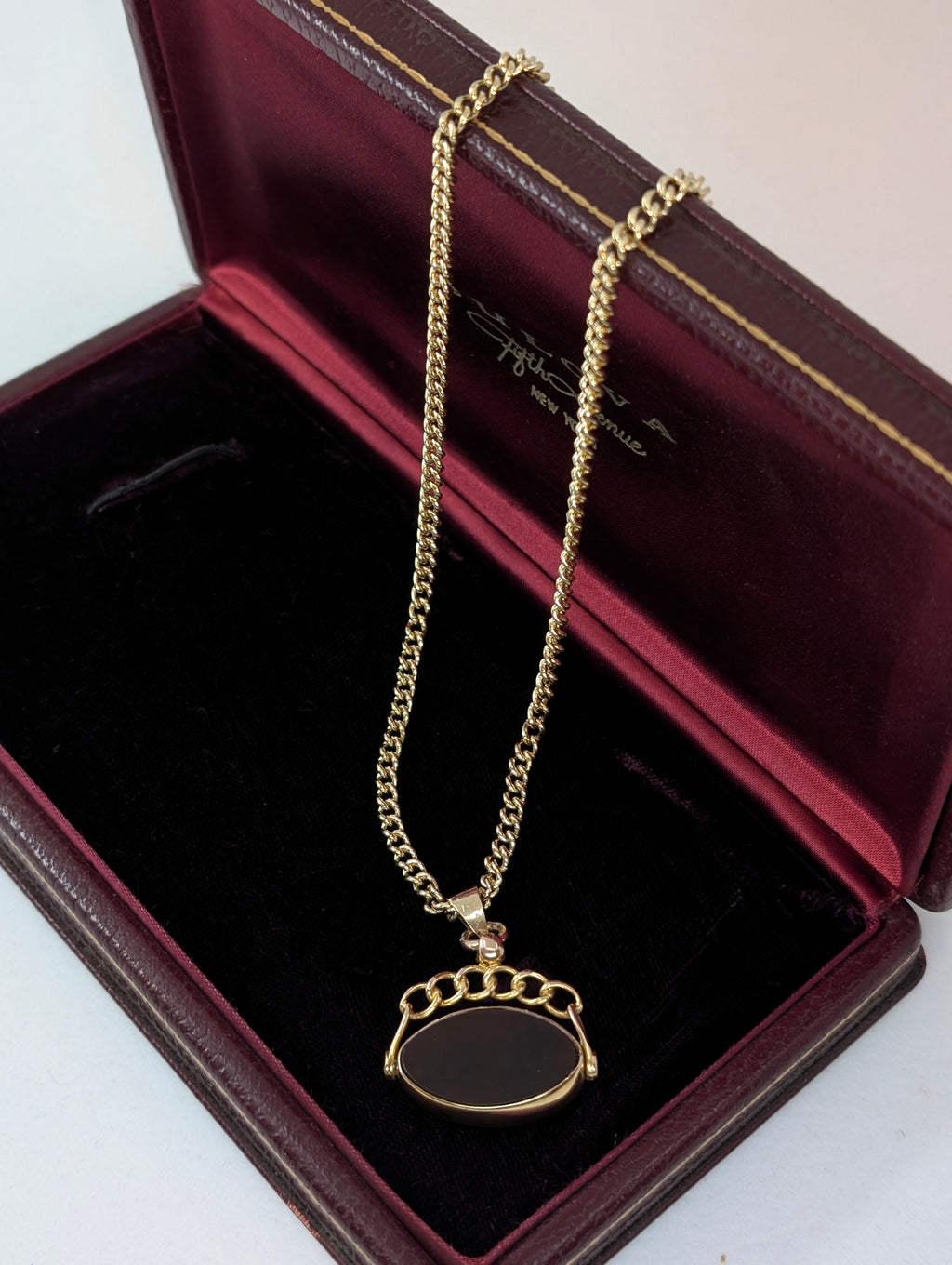 Antique Yellow Gold Watch Chain with Spinner Fob