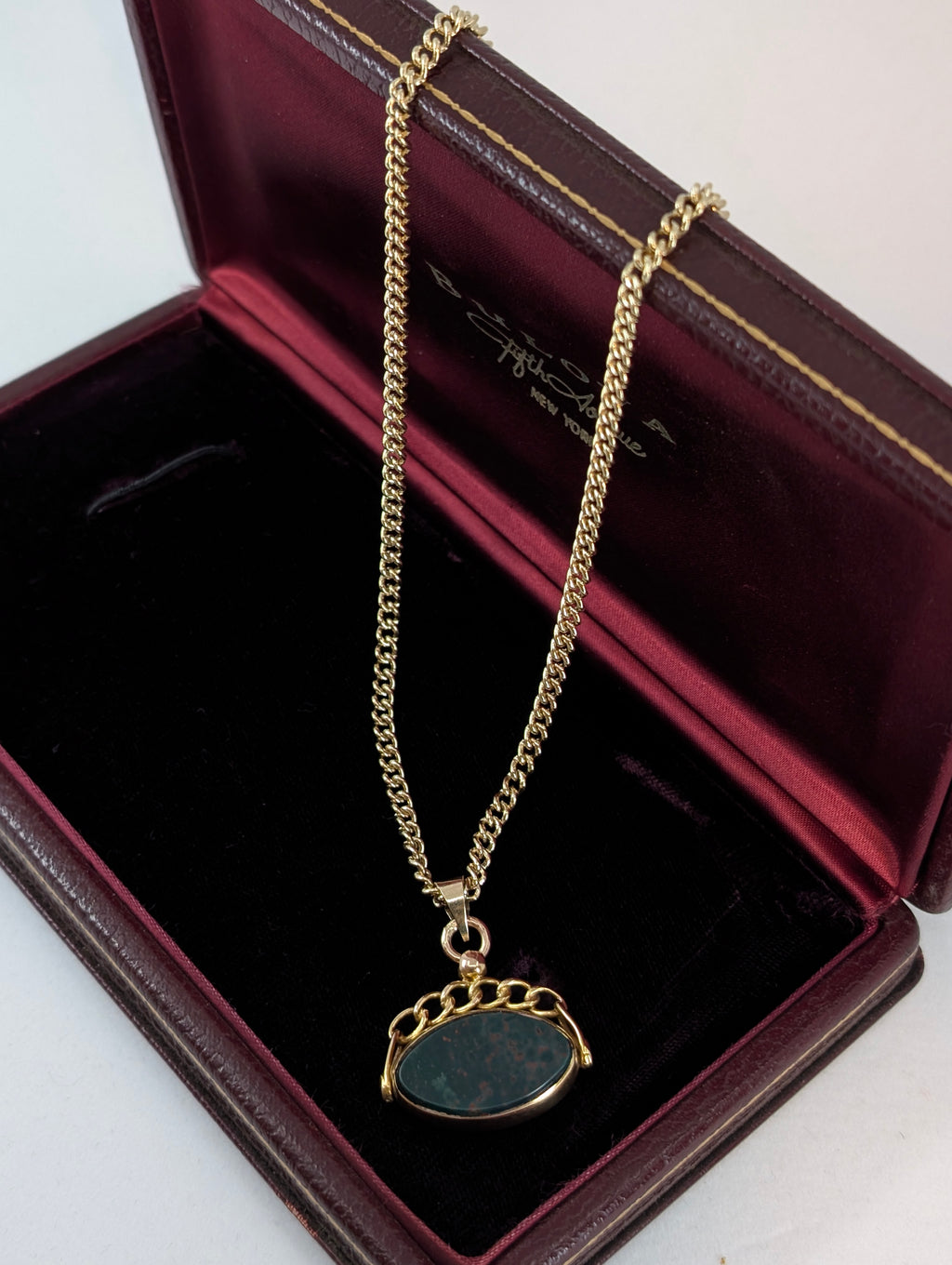 Antique Yellow Gold Watch Chain with Spinner Fob