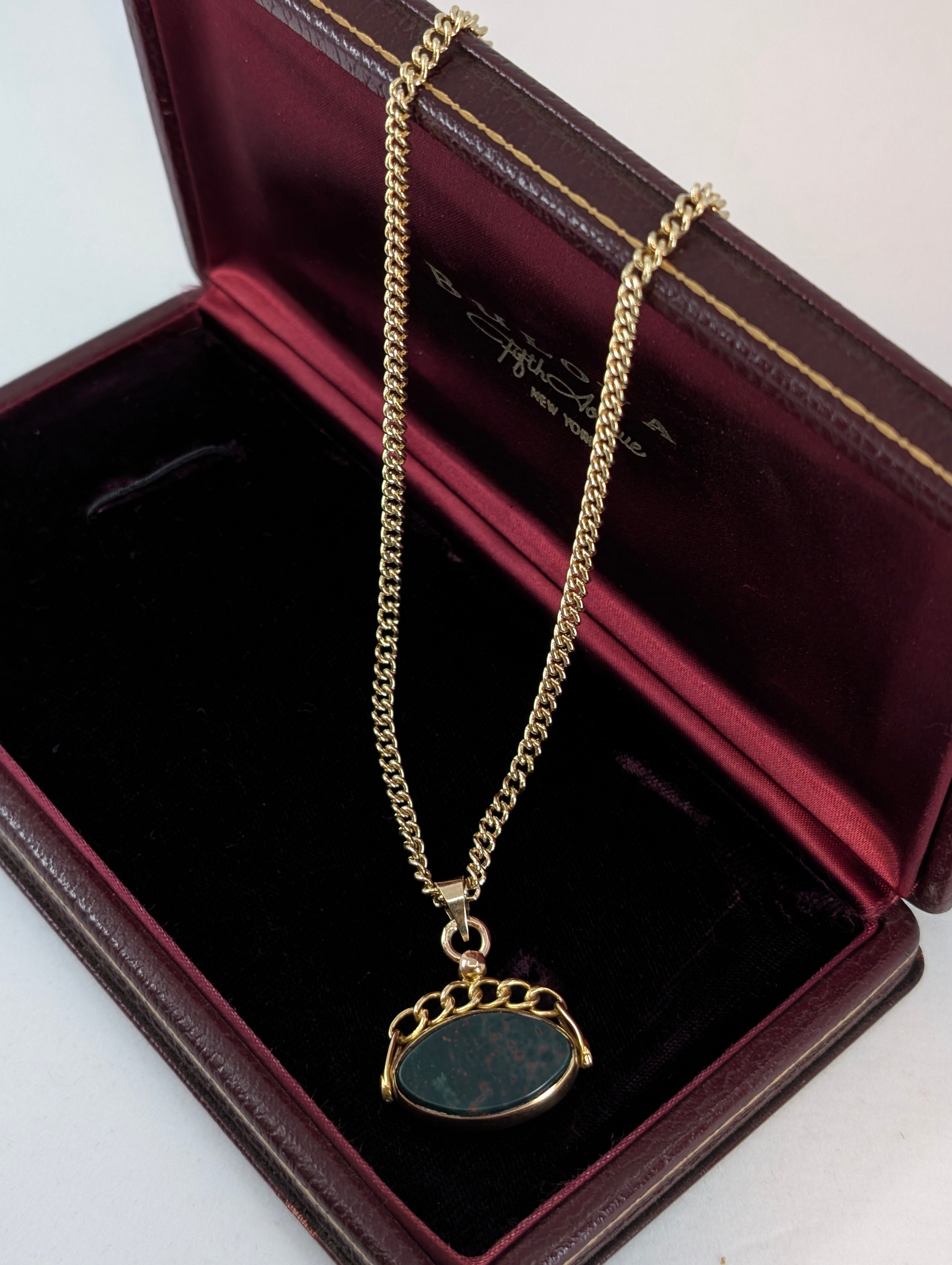 Antique Yellow Gold Watch Chain with Spinner Fob