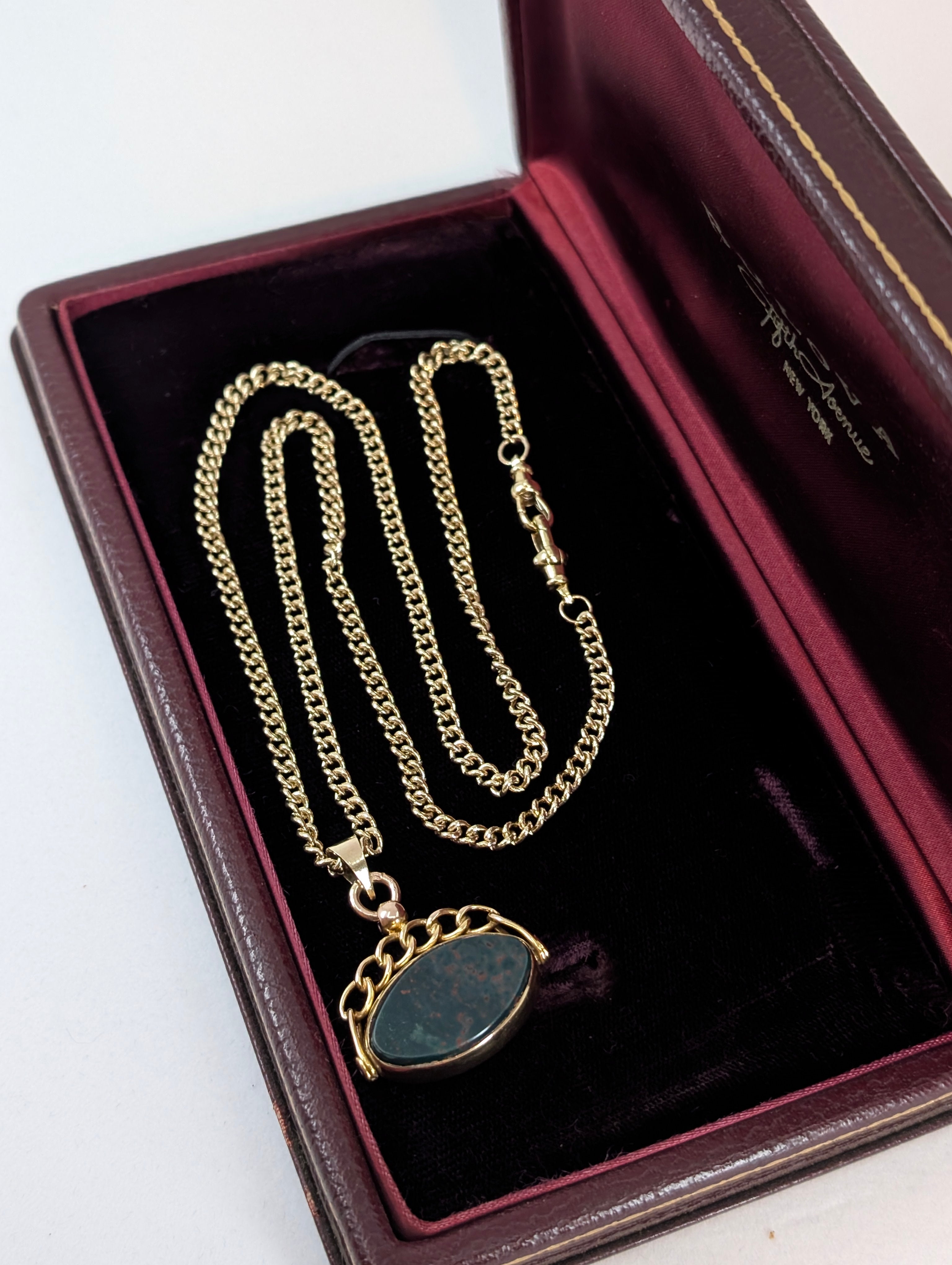 Antique Yellow Gold Watch Chain with Spinner Fob