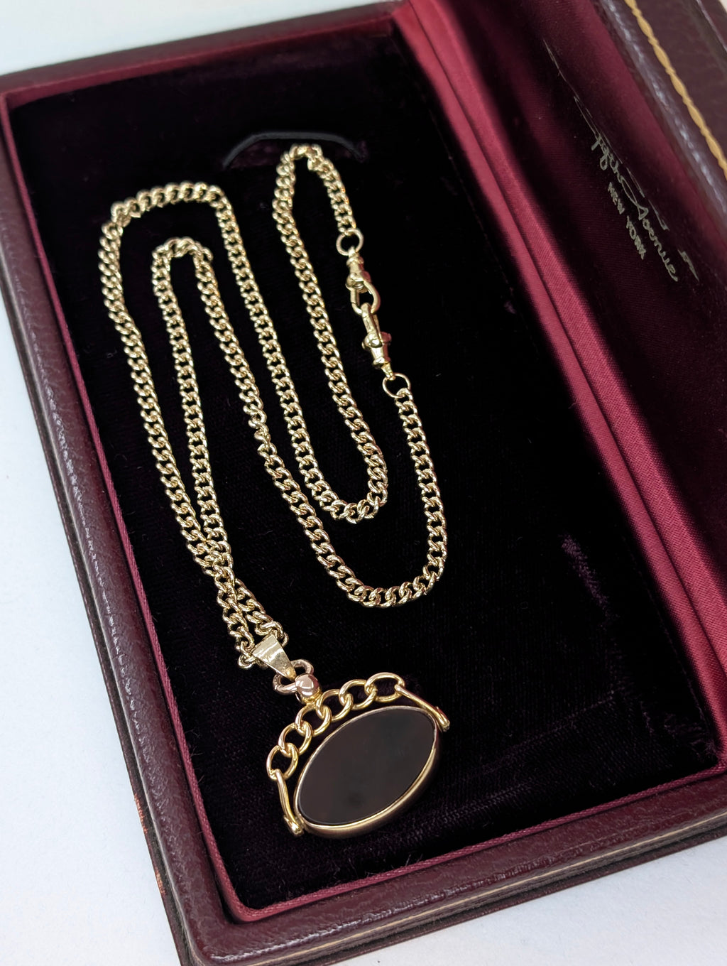 Antique Yellow Gold Watch Chain with Spinner Fob