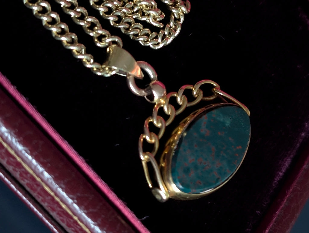 Antique Yellow Gold Watch Chain with Spinner Fob