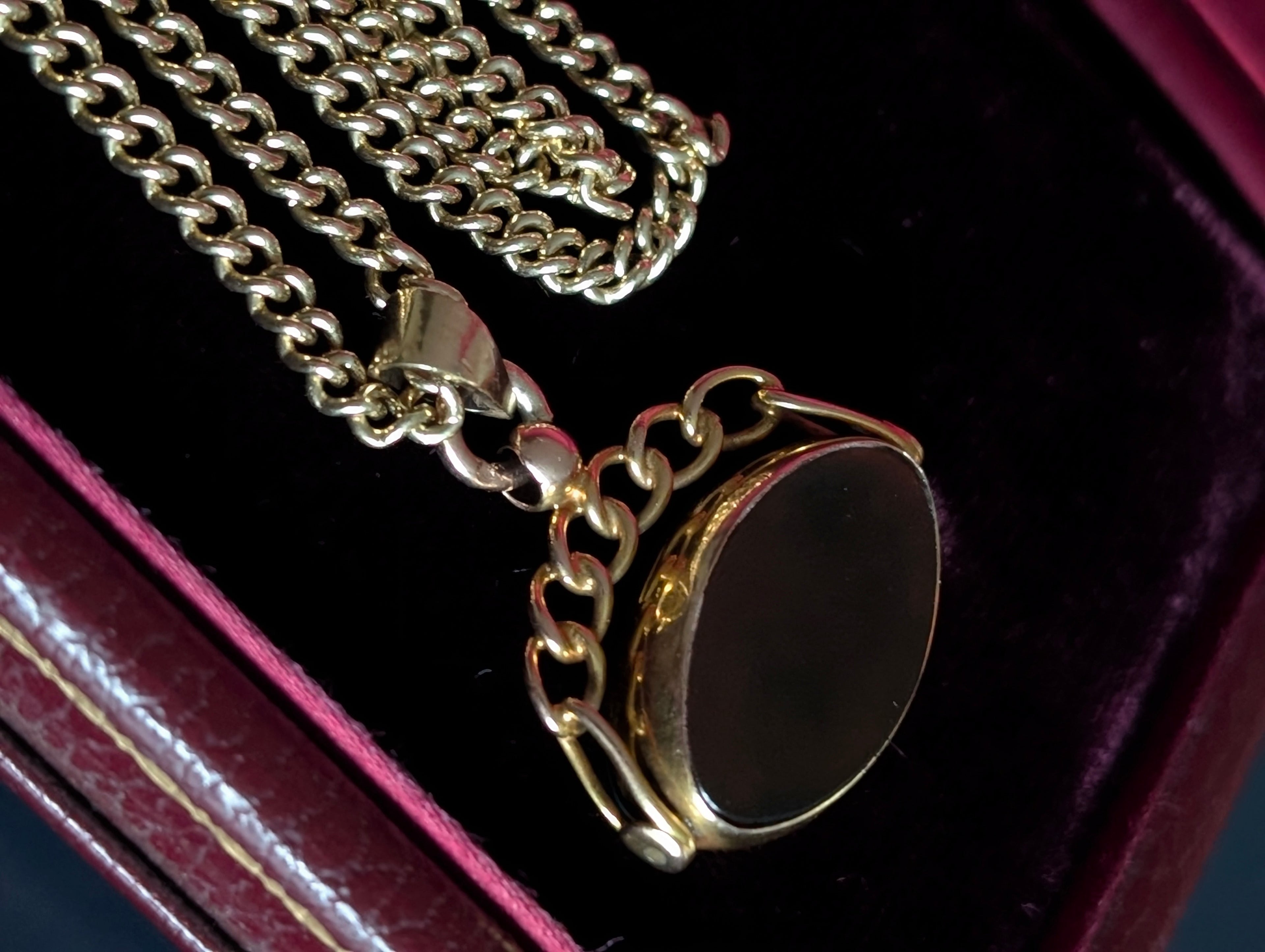 Antique Yellow Gold Watch Chain with Spinner Fob