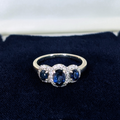 Natural Sapphire Trio & Diamond Ring