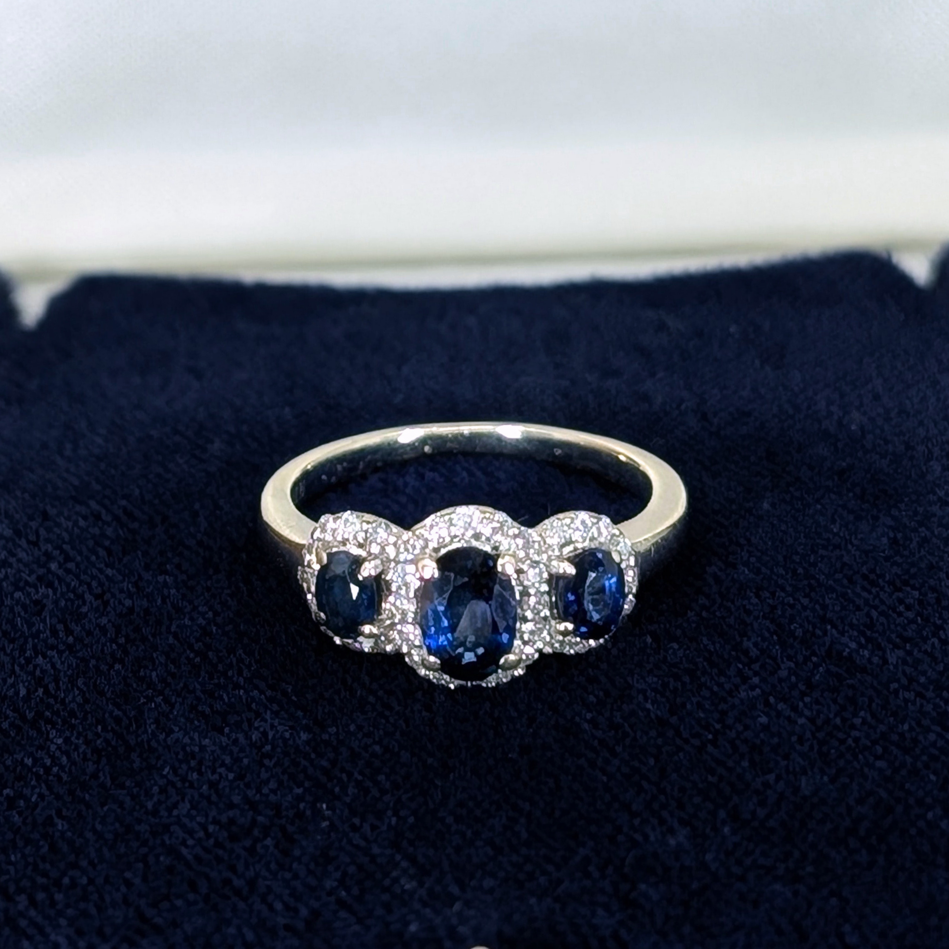 Natural Sapphire Trio & Diamond Ring