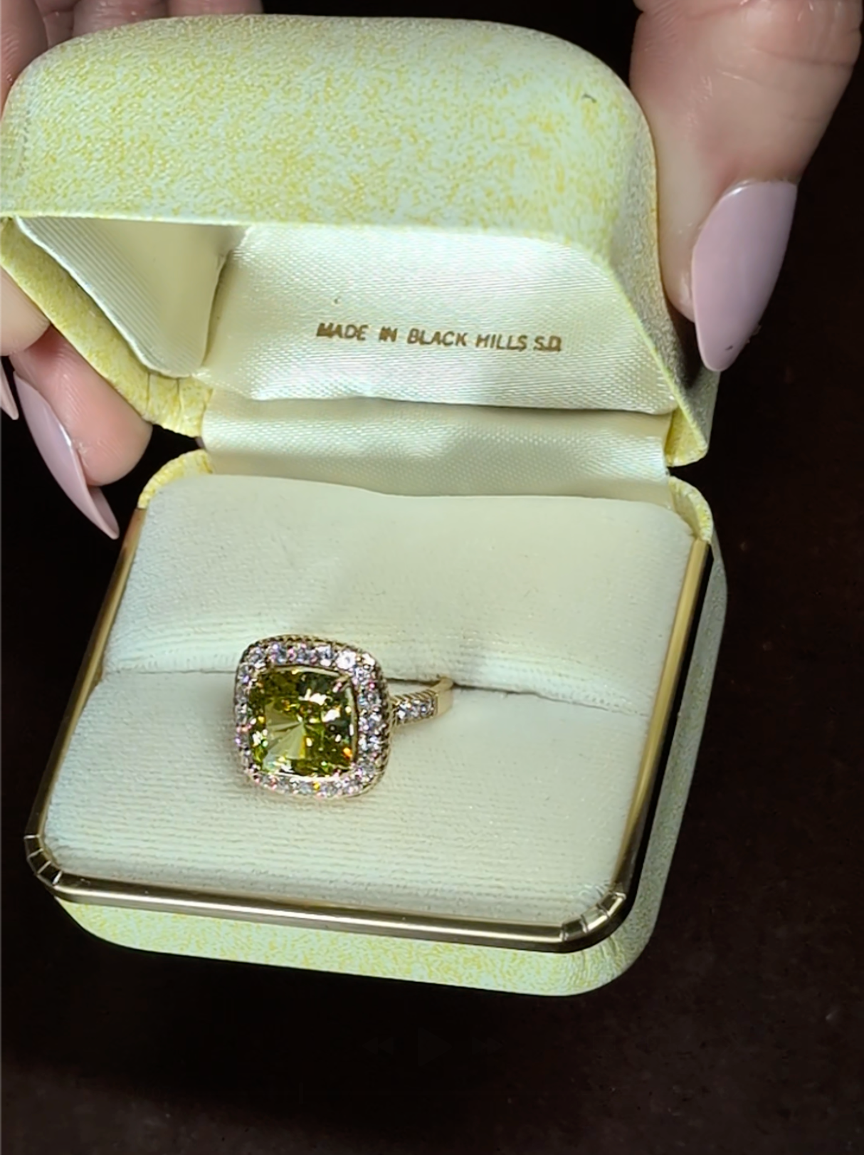 Vintage 14k Cushion Cut Peridot Statement Ring
