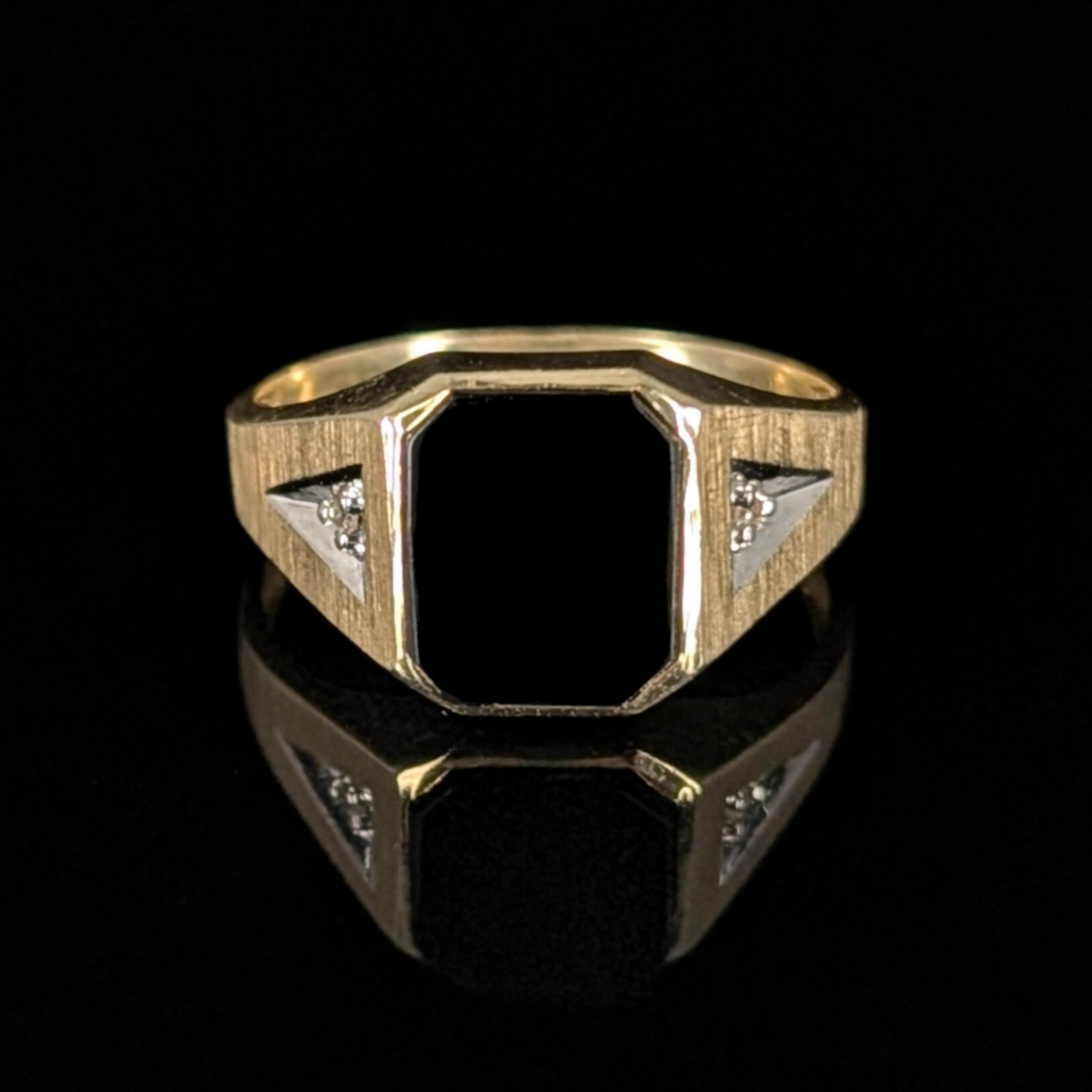 Antique Onyx Signet Ring with Diamond Accents