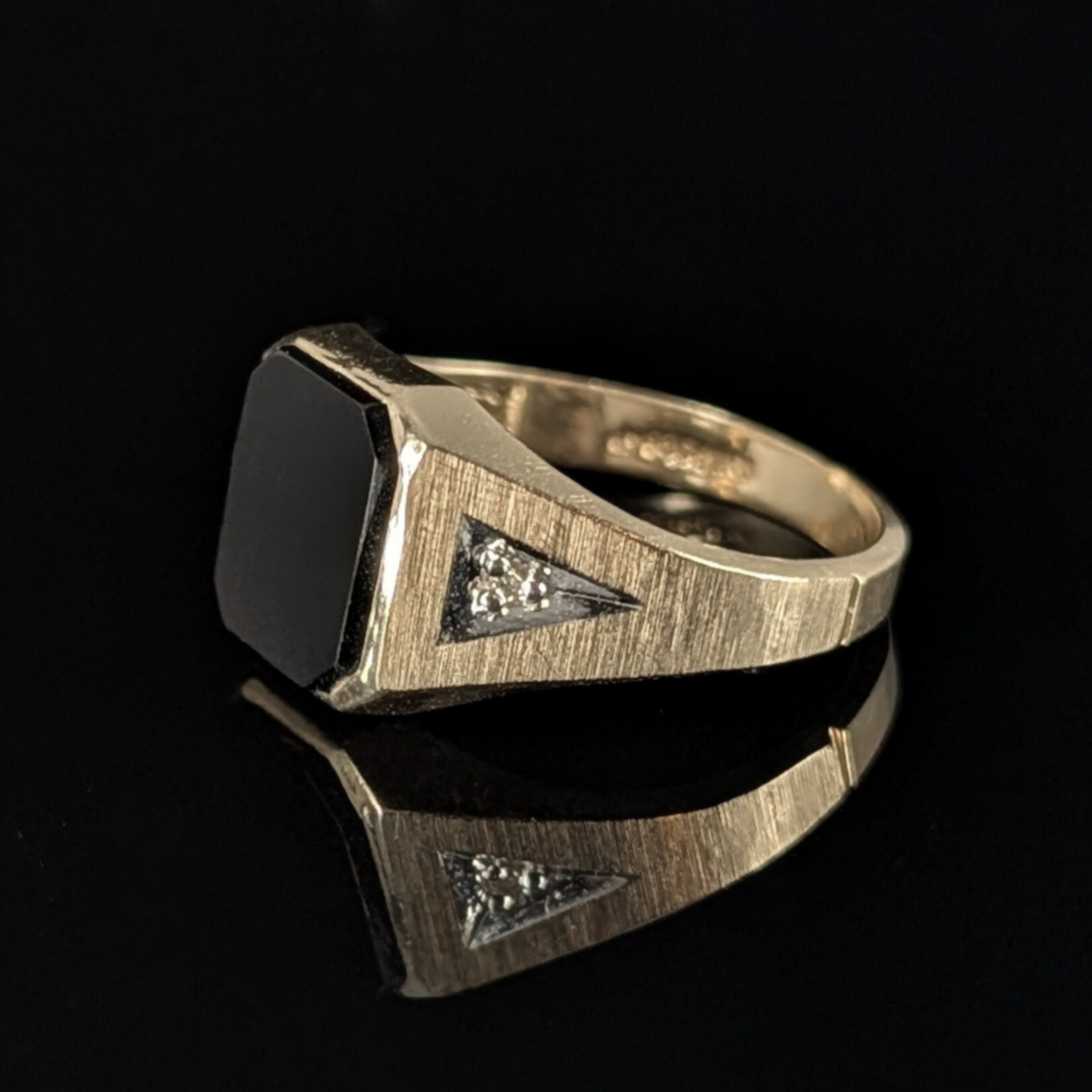 Antique Onyx Signet Ring with Diamond Accents