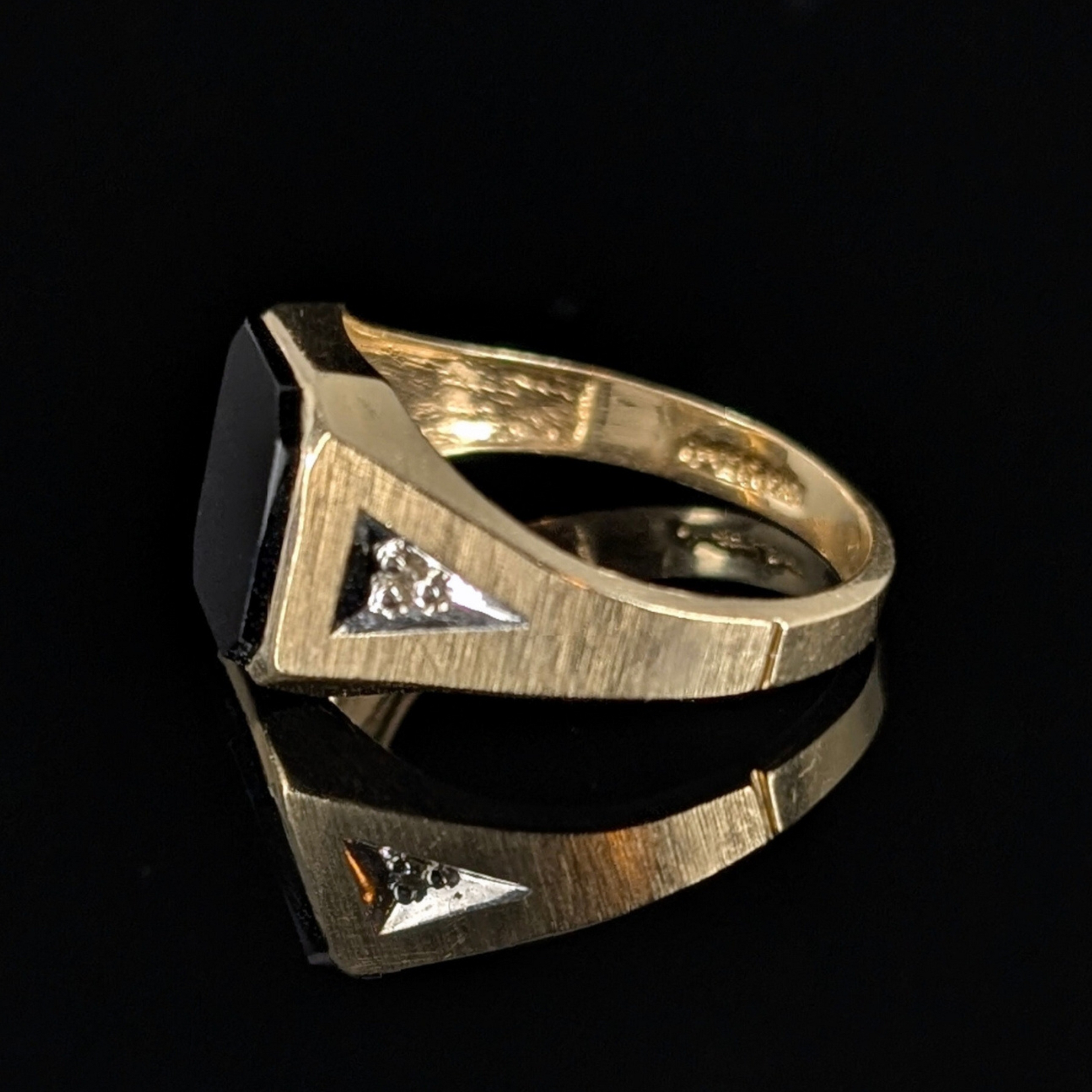 Antique Onyx Signet Ring with Diamond Accents