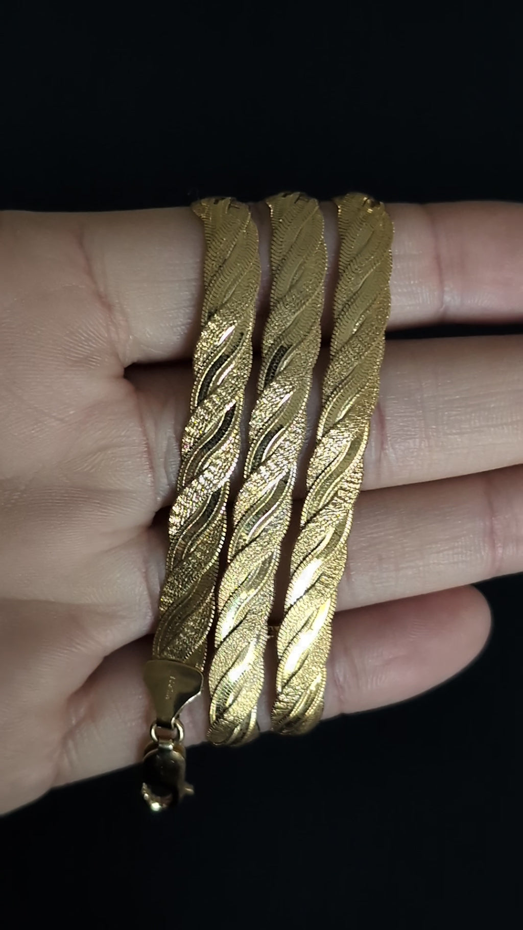 Milros 14k Gold Flat Braided Herringbone Necklace