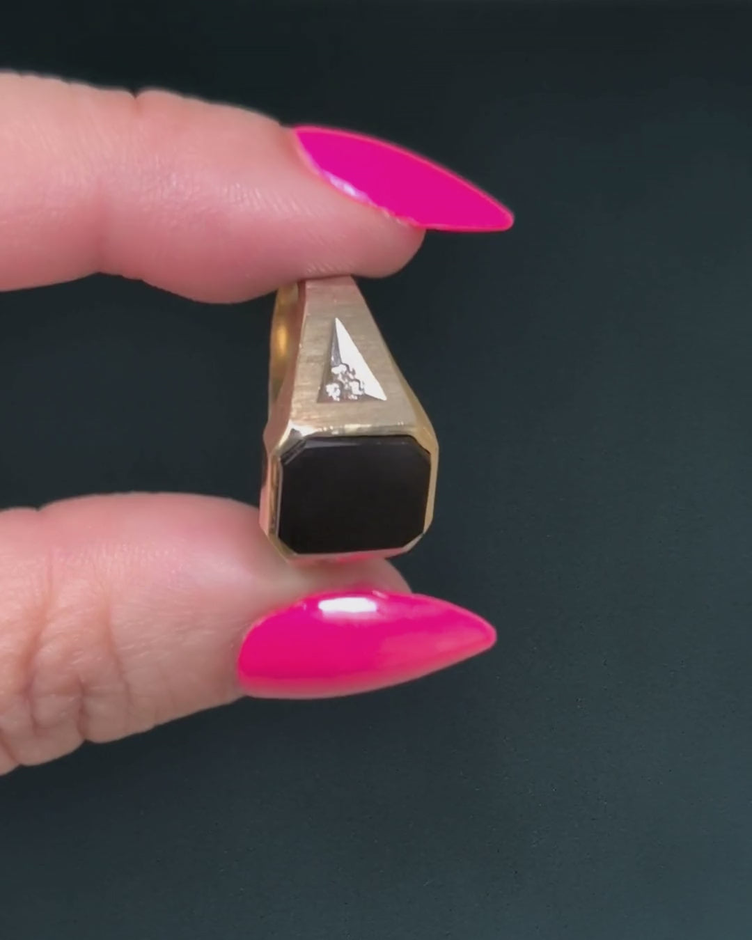 Antique Onyx Signet Ring with Diamond Accents