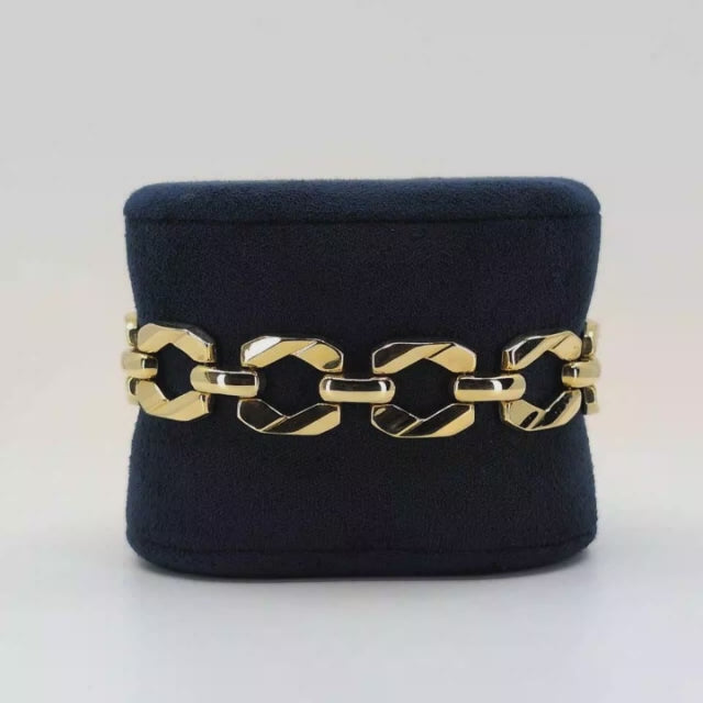 14K Gold Italian Geometric Gold Bracelet with Safety Clasp