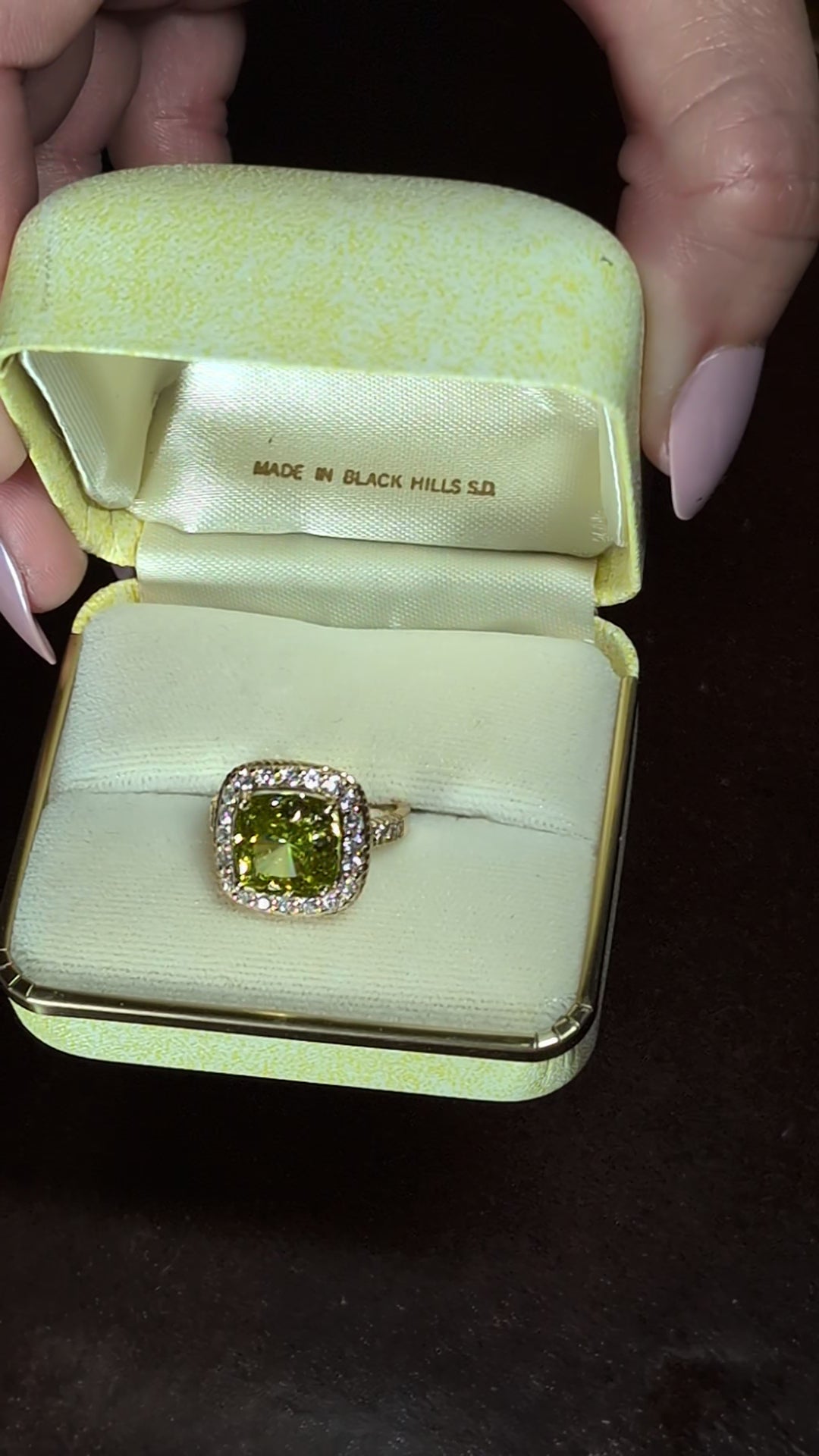 Vintage 14k Cushion Cut Peridot Statement Ring